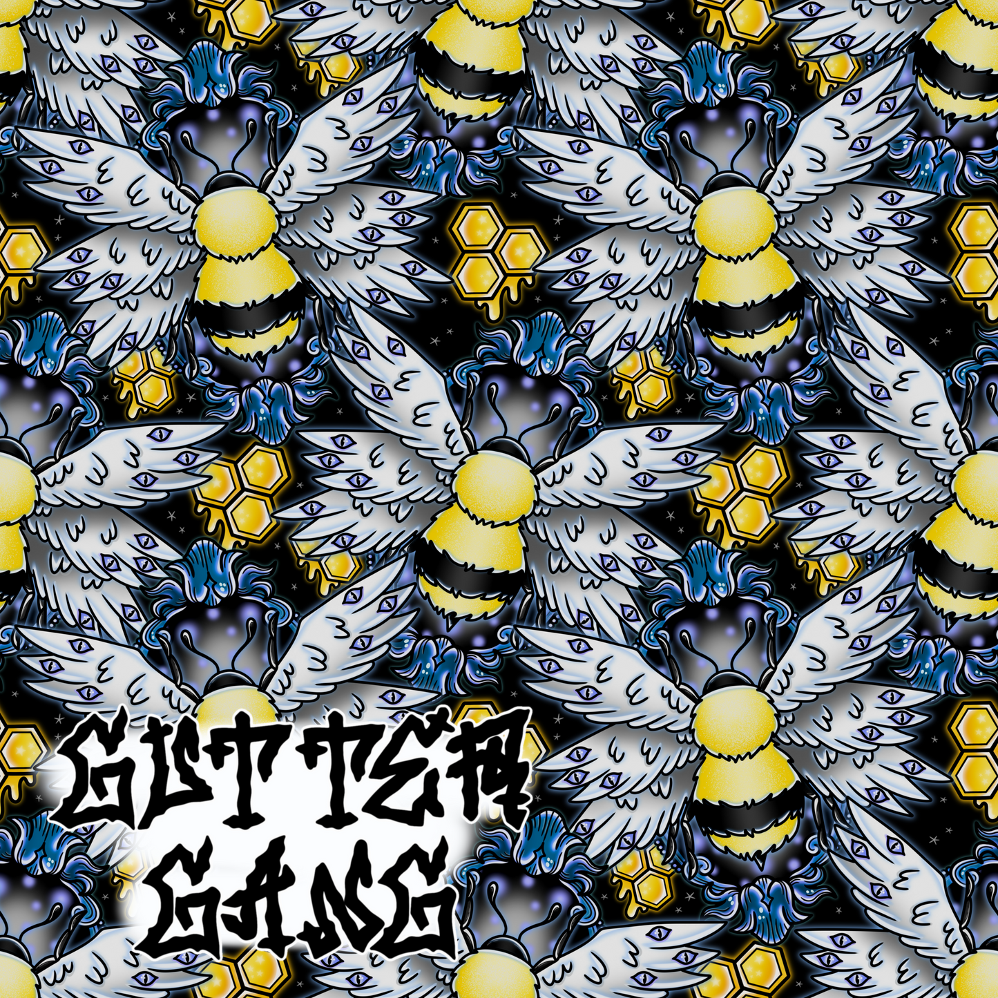 Blue Biblical Bee Seamless File