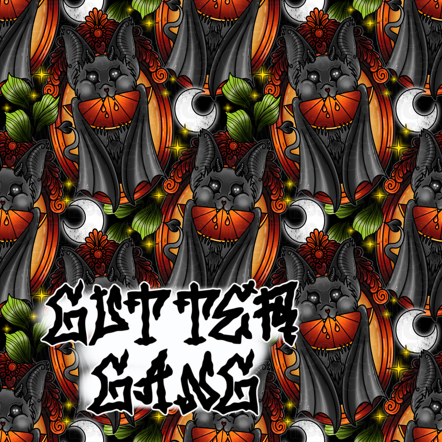 Blood Orange Vampy Bat Seamless File