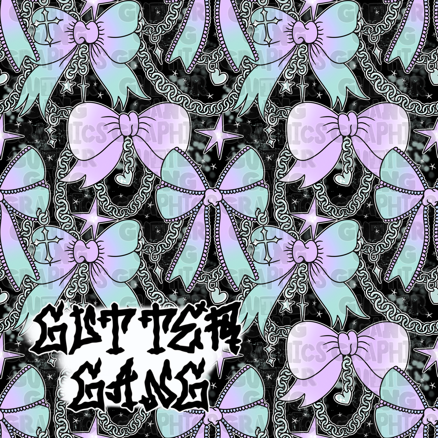 Turquoise & Periwinkle Trendy Ghoul Seamless File