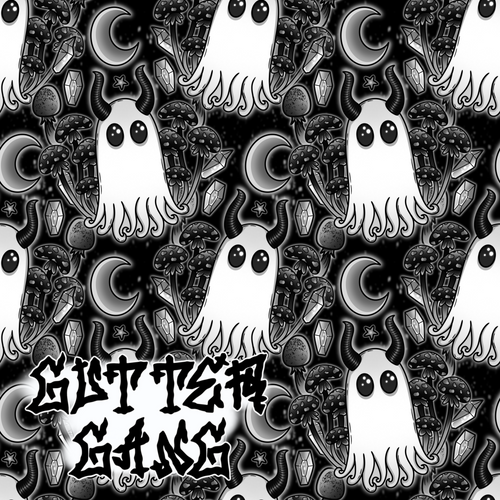 B&W Haunted Mushies Seamless File