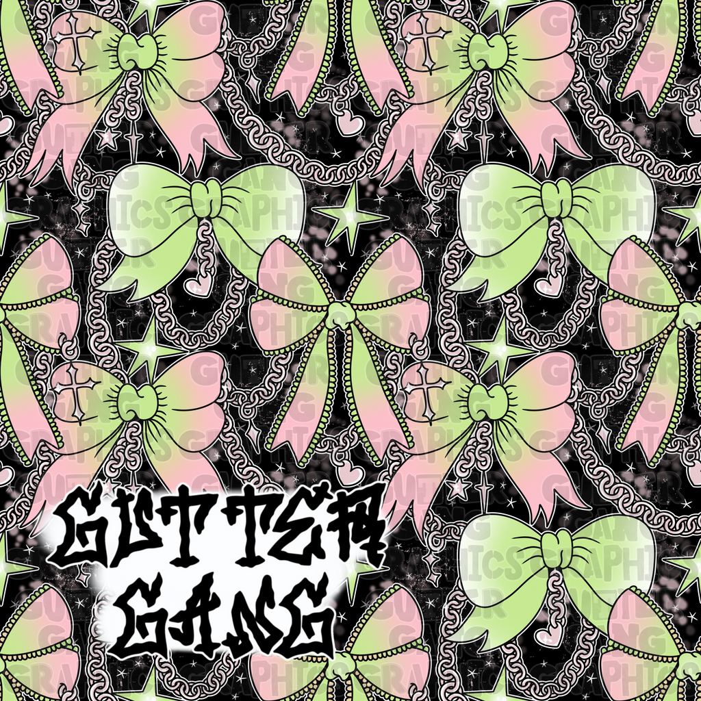 Coral & Green Trendy Ghoul Seamless File