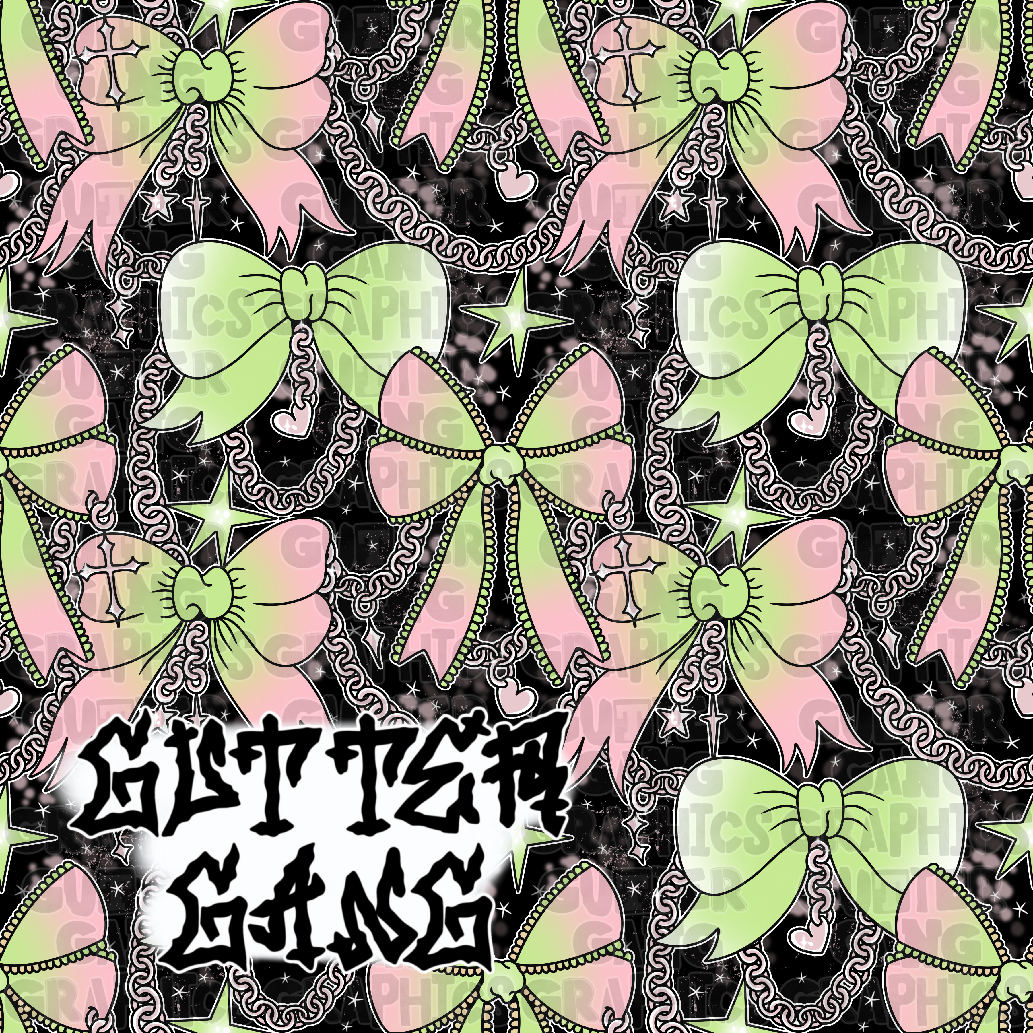 Coral & Green Trendy Ghoul Seamless File