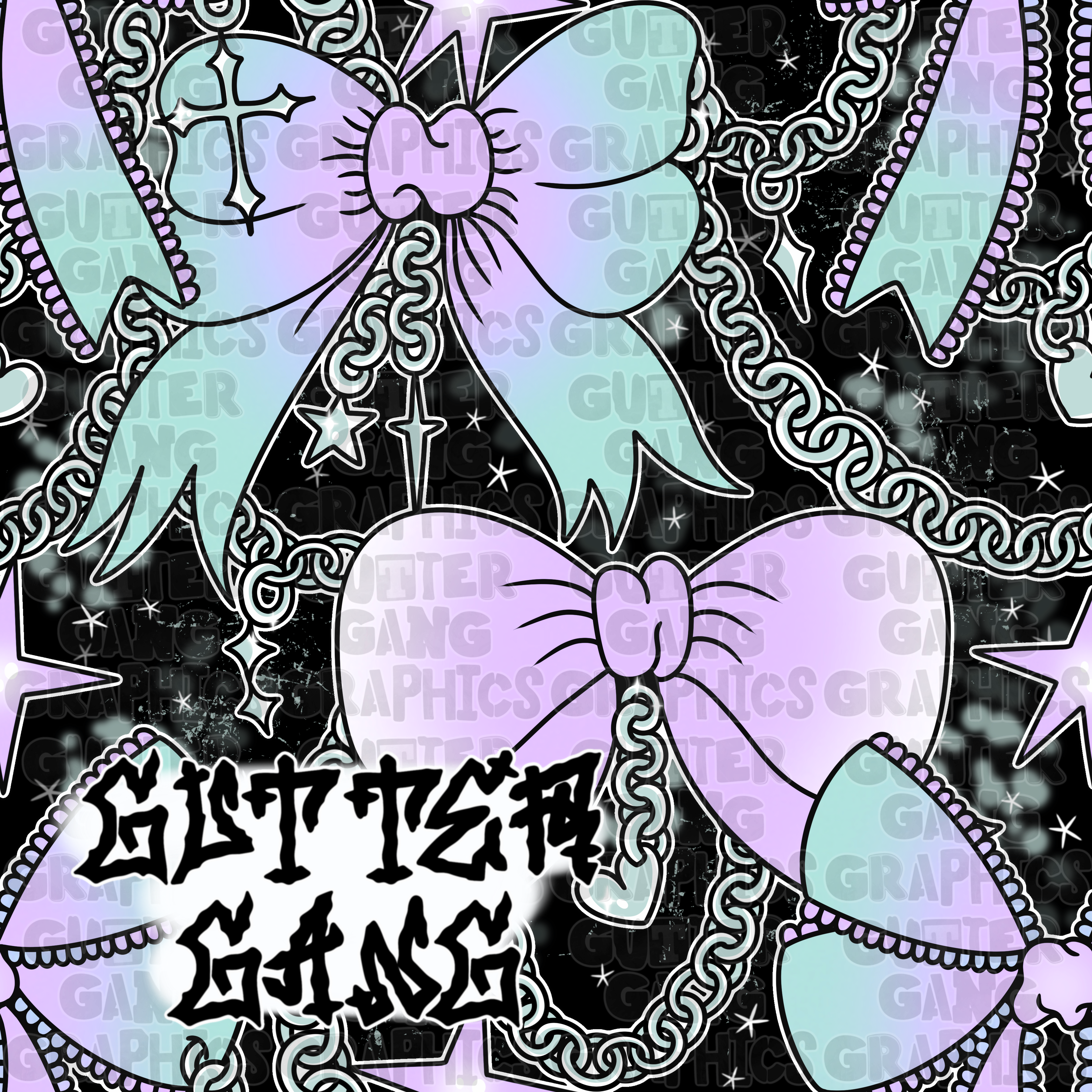 Turquoise & Periwinkle Trendy Ghoul Seamless File