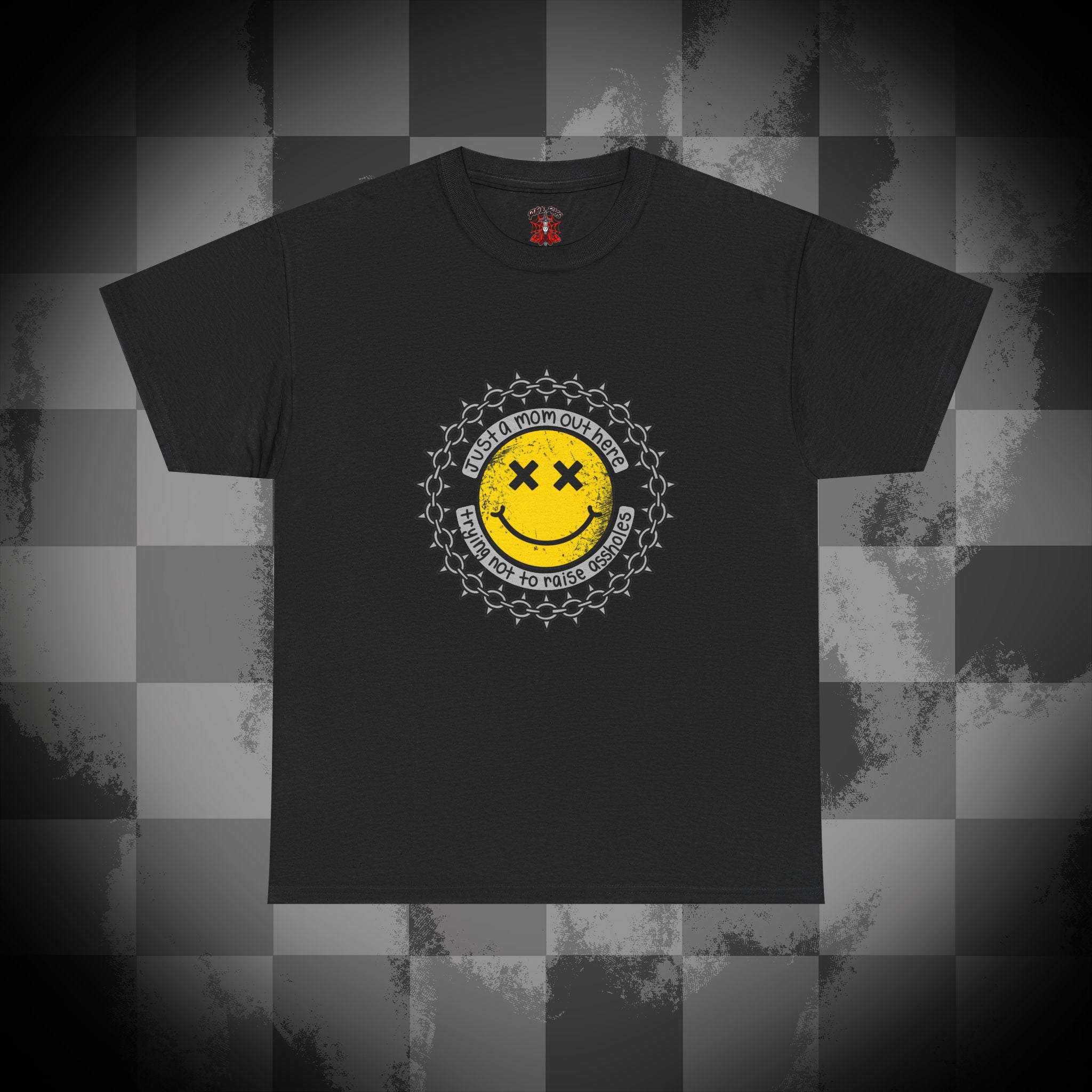 Just a mom trying not to raise assholes Unisex Heavy Cotton Tee