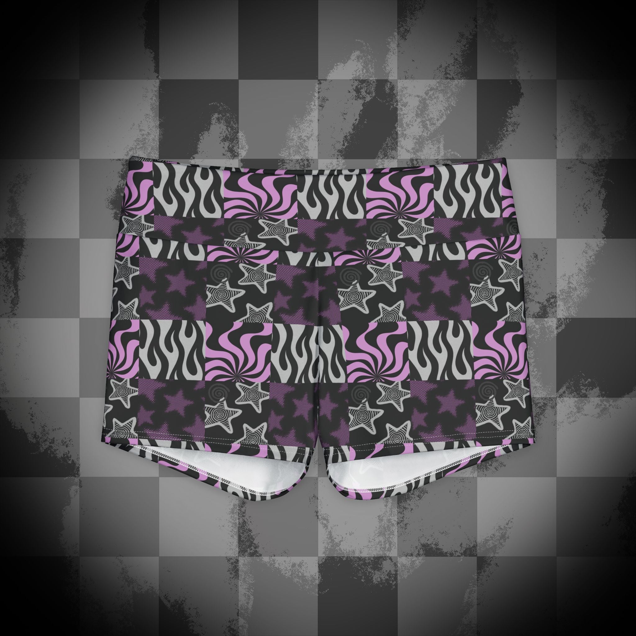 Trippy Checkerboard Yoga Shorts