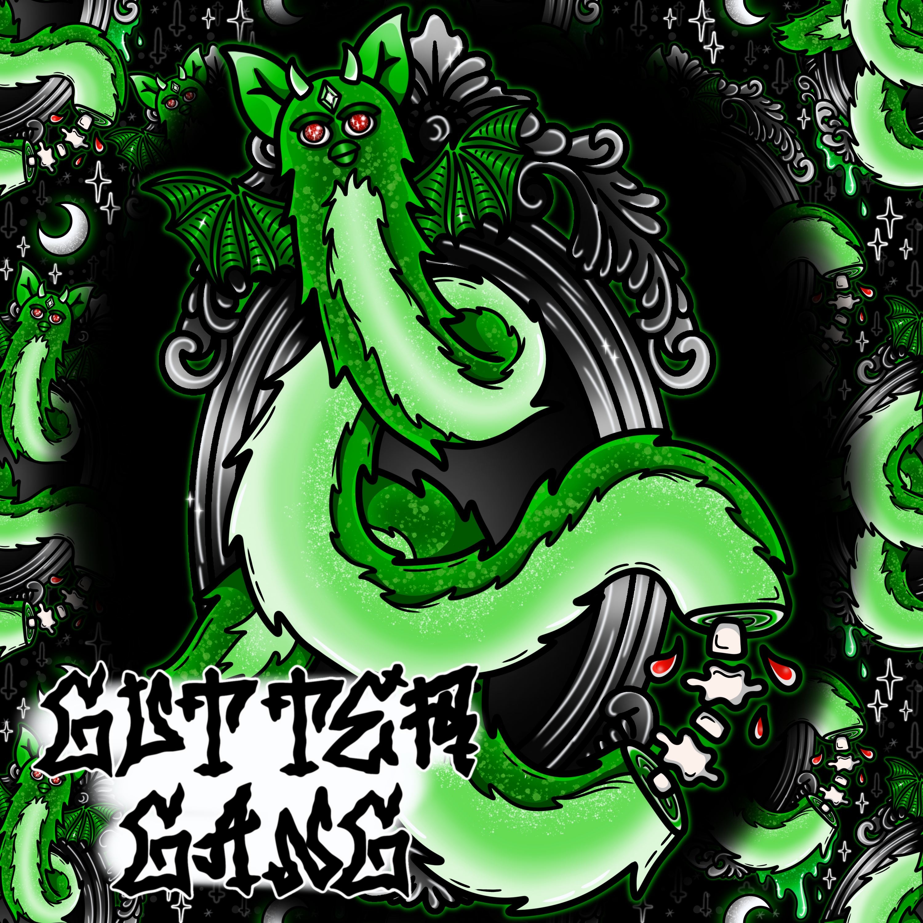 Green Long Furby PNG