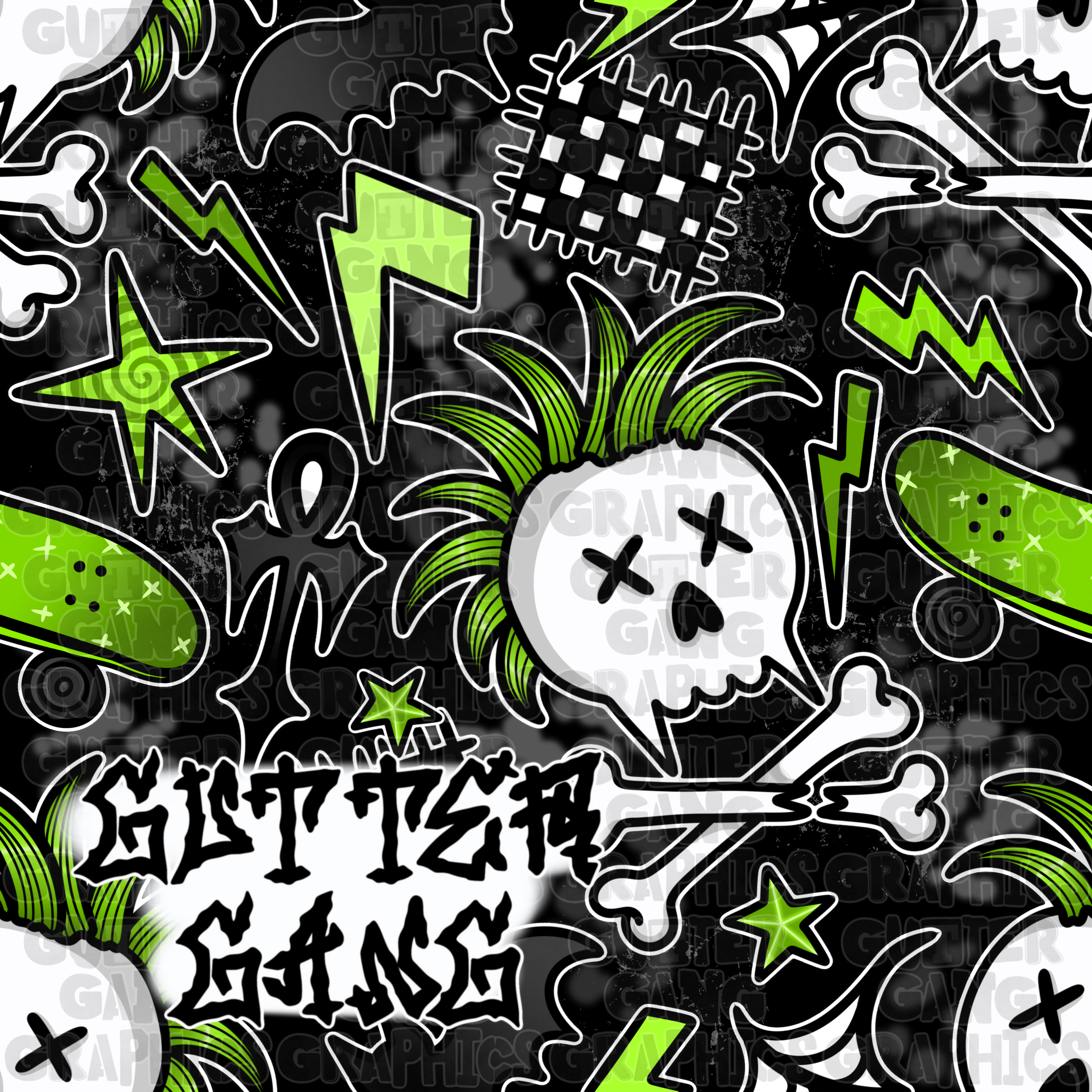 Green Punk Sk8 Seamless File