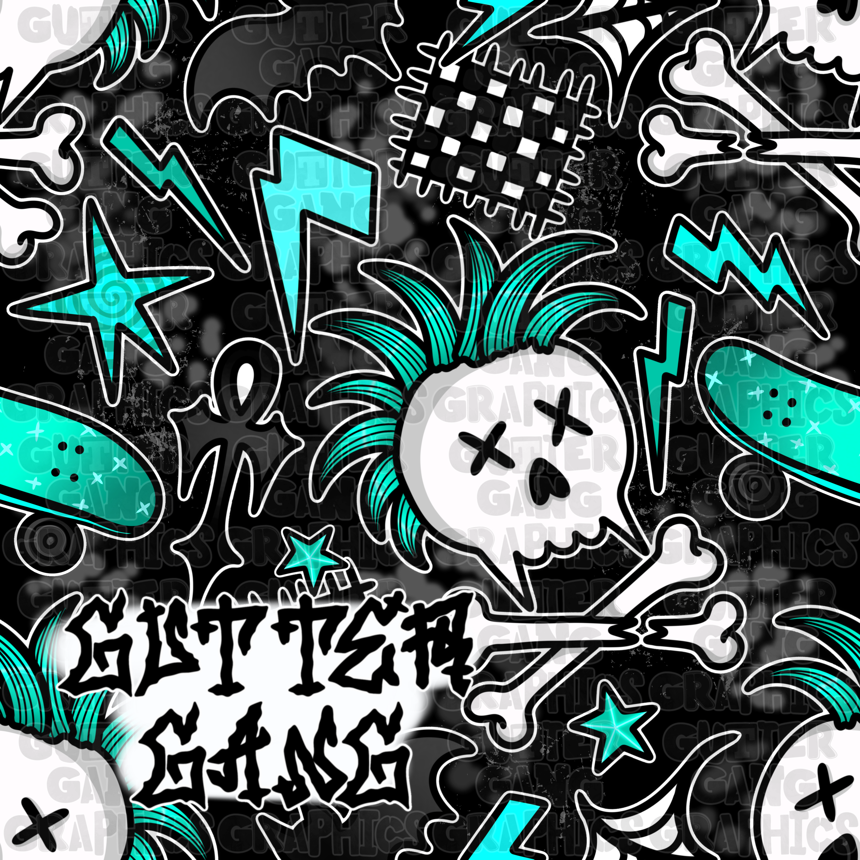 Teal Punk Sk8 Seamless File