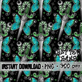 Blue Butterfly Dagger Seamless File