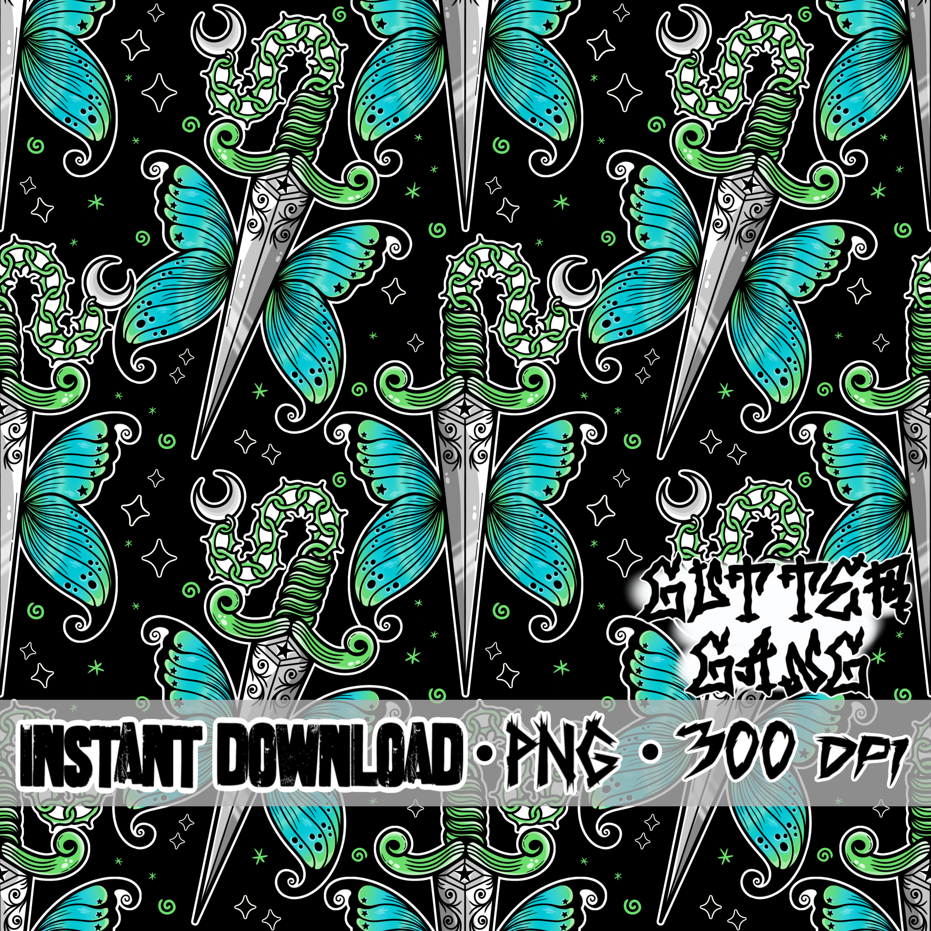 Blue Butterfly Dagger Seamless File