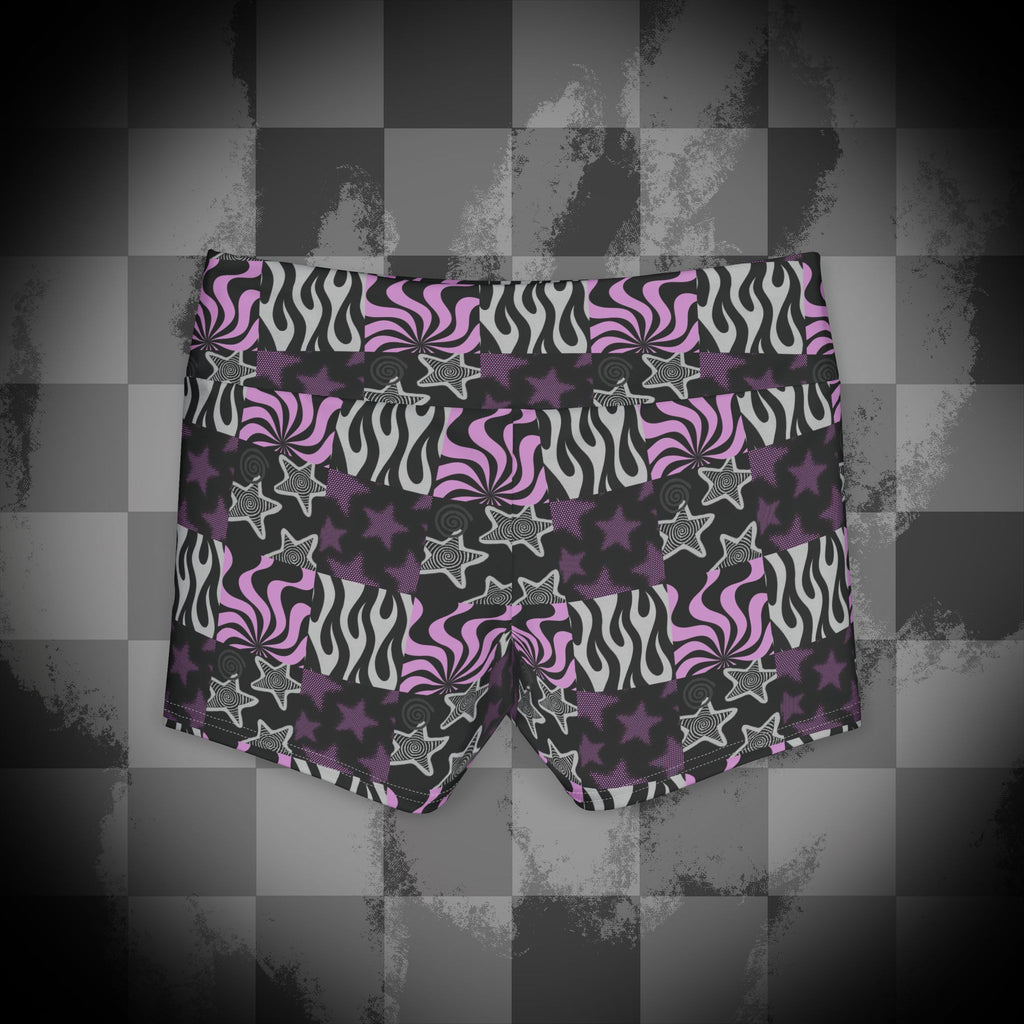Trippy Checkerboard Yoga Shorts