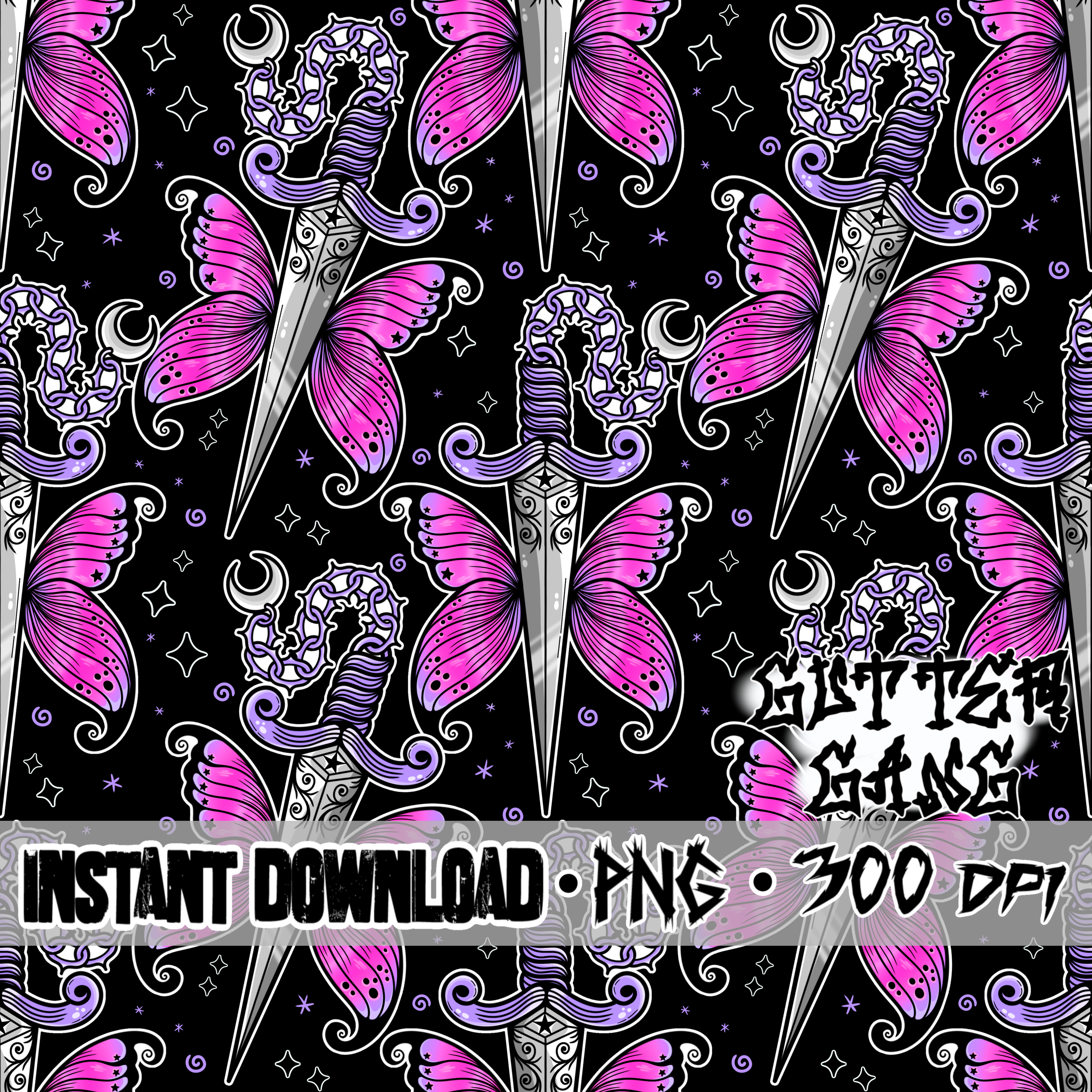 Pink Butterfly Dagger Seamless File