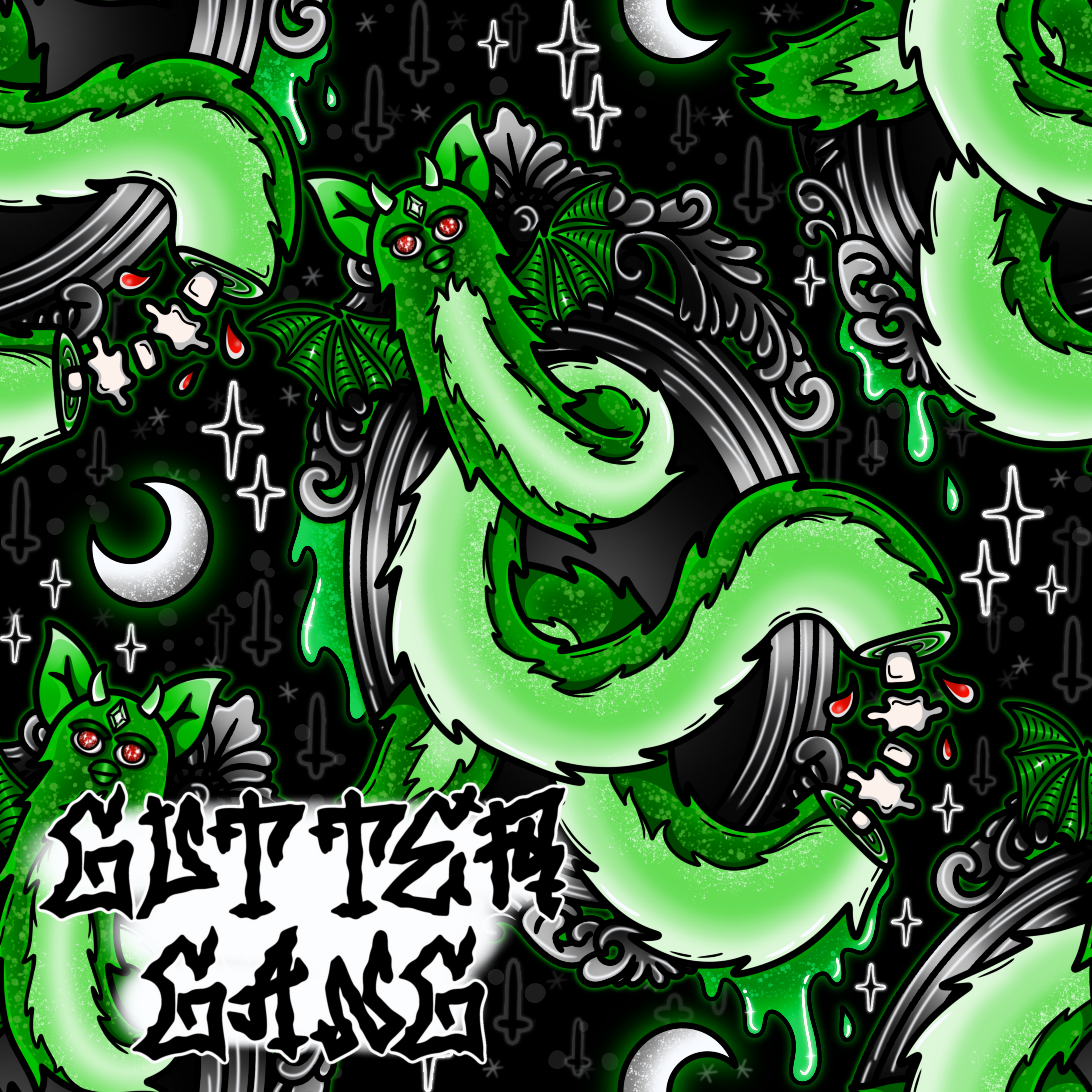 Green Long Furby Seamless File