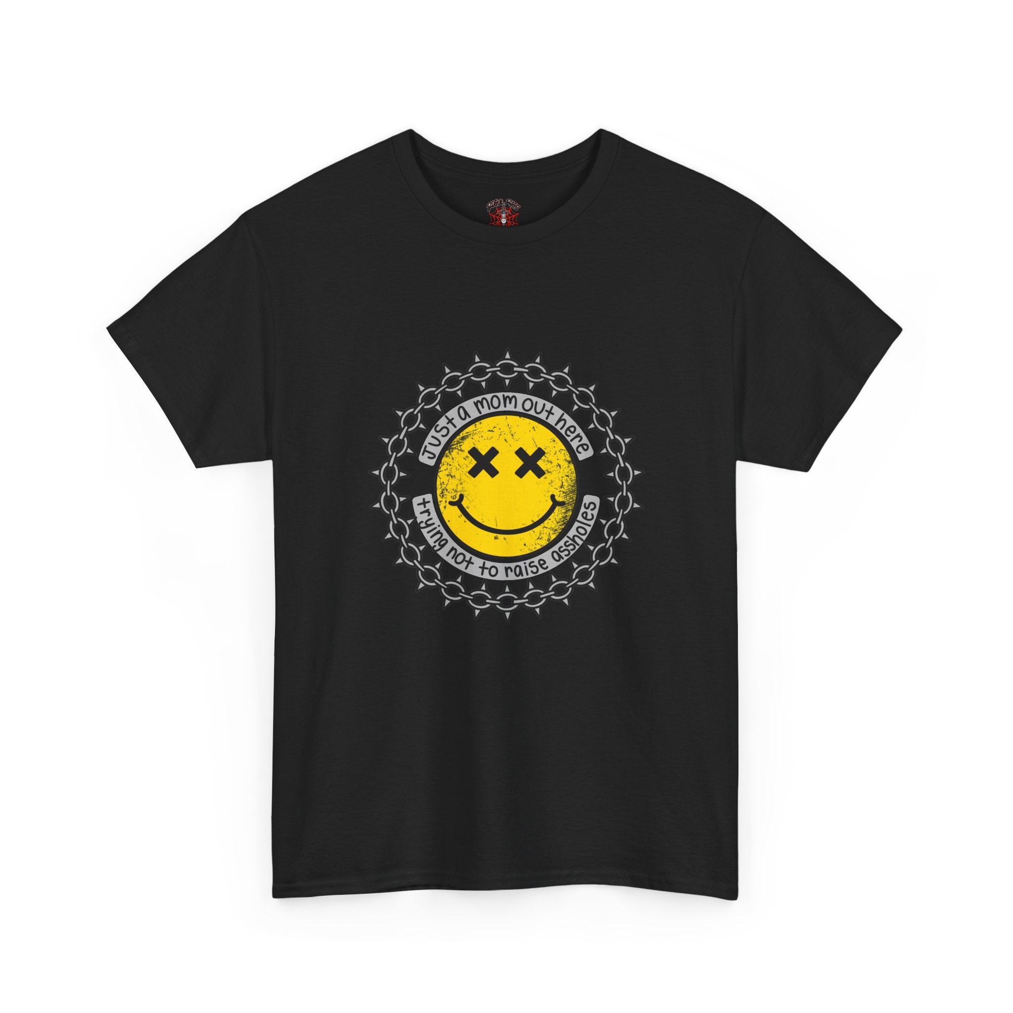 Just a mom trying not to raise assholes Unisex Heavy Cotton Tee