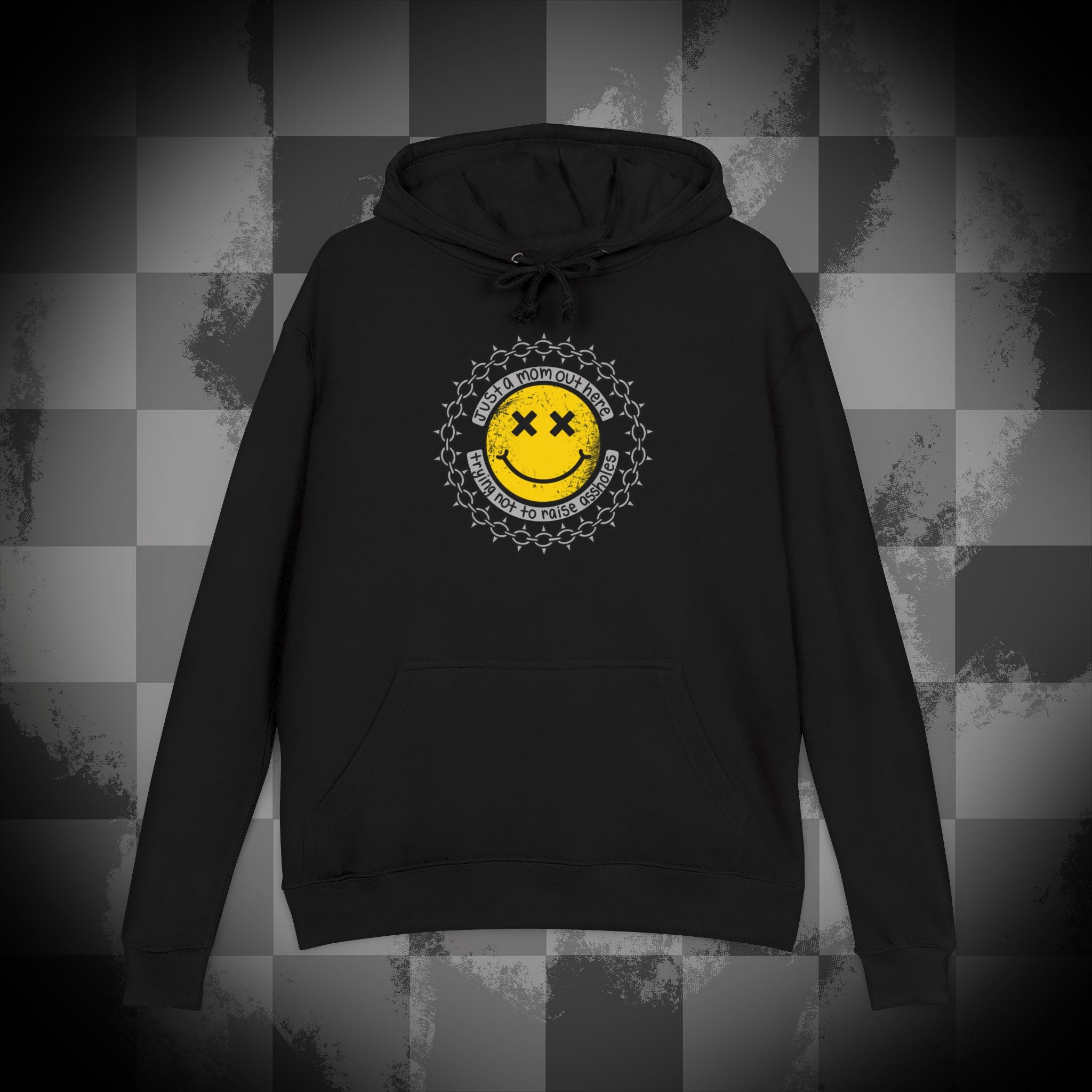 Just a mom trying not to raise a$$holes Unisex French Terry Hoodie