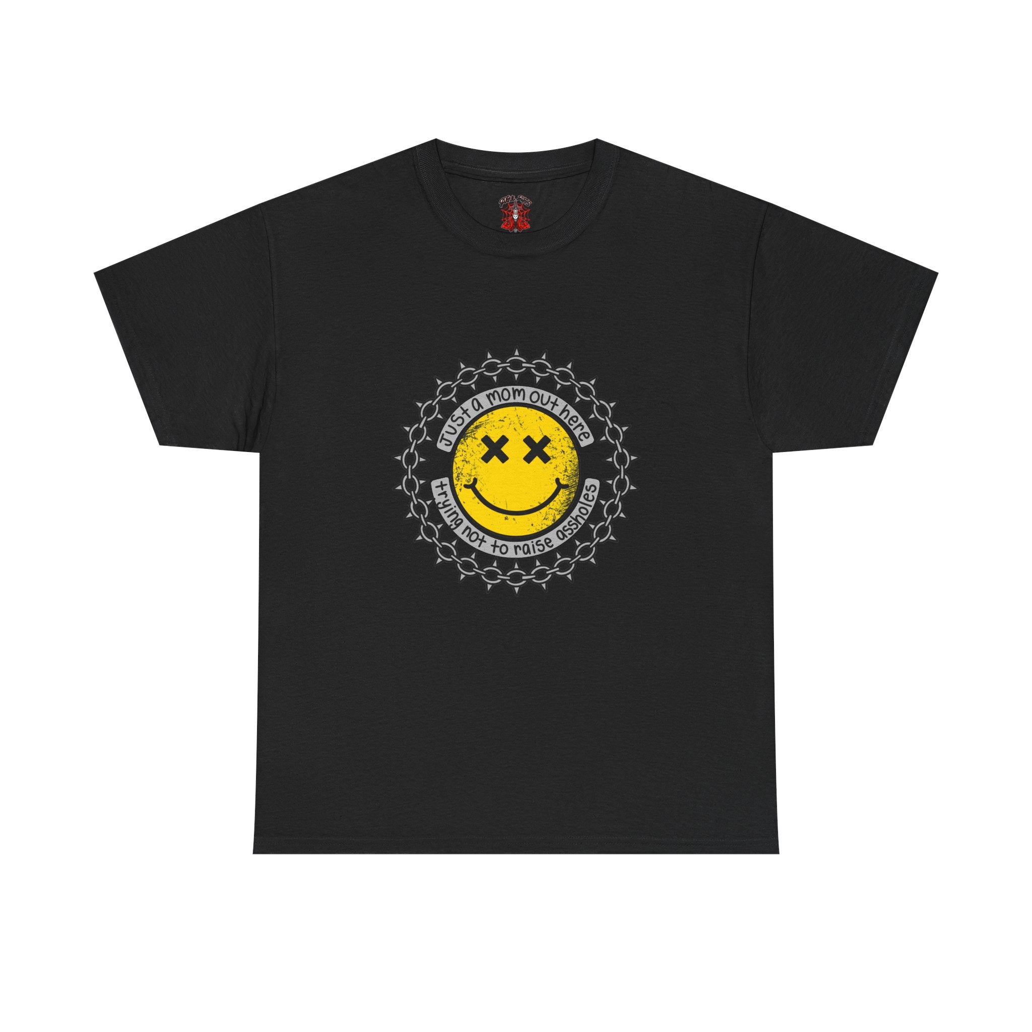 Just a mom trying not to raise assholes Unisex Heavy Cotton Tee