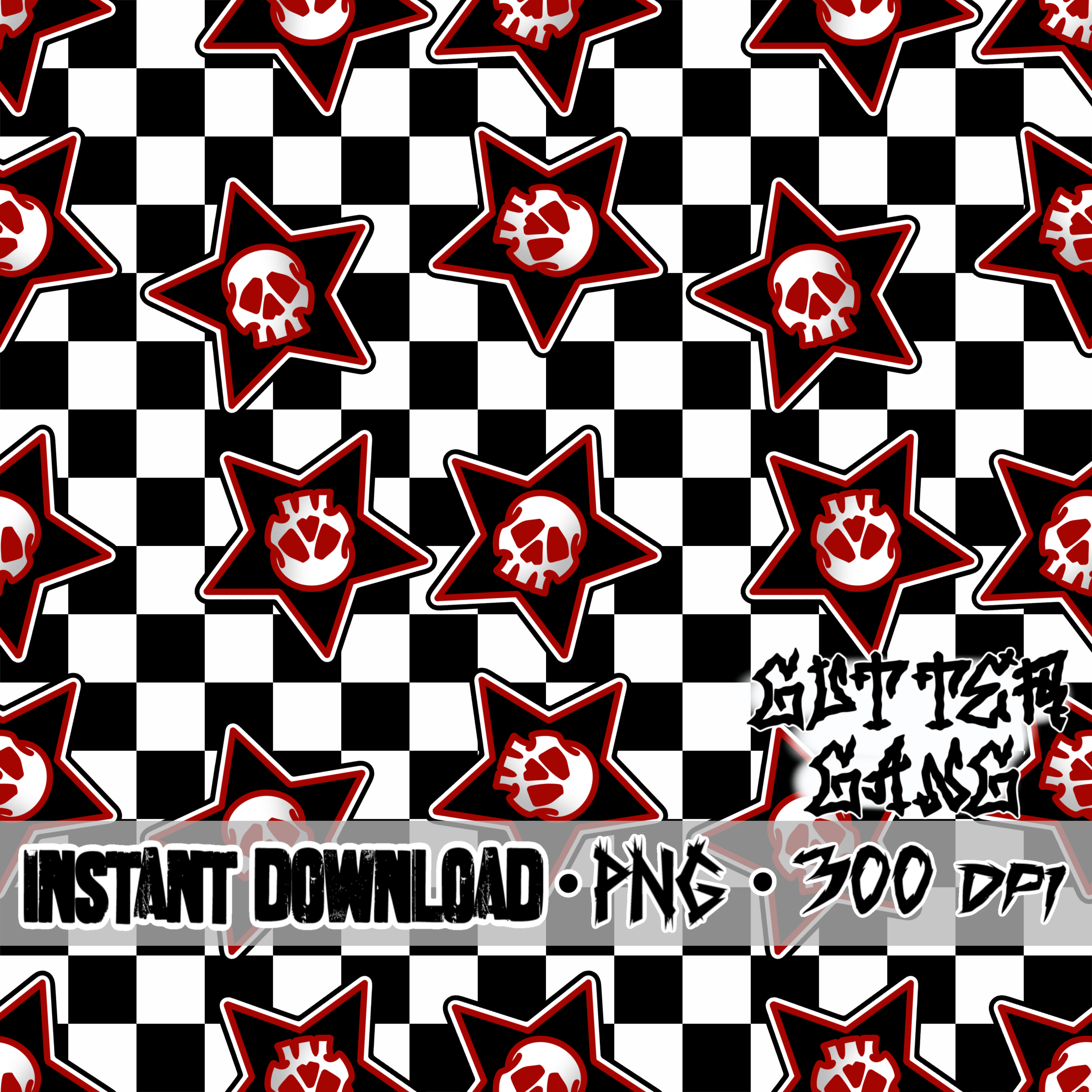 Rocker Skulls on checks Seamless File