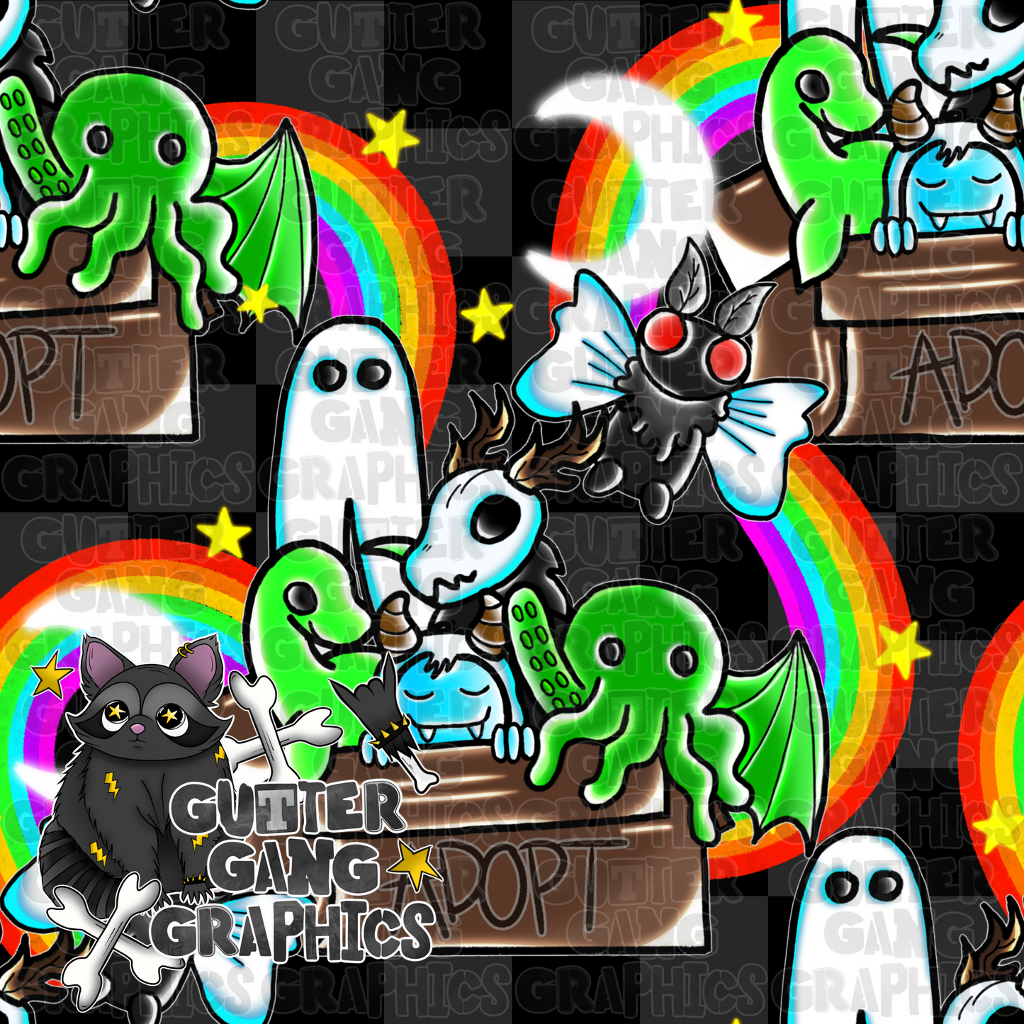 Adopt Don’t Shop Cryptids Seamless File