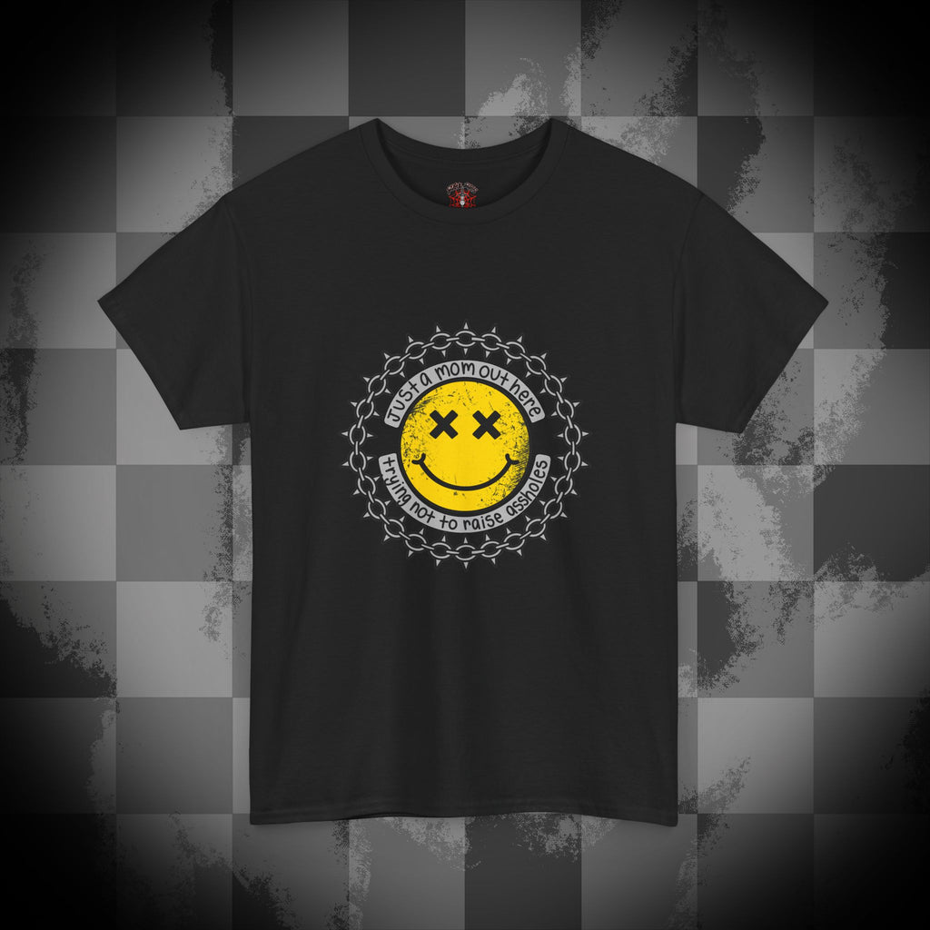 Just a mom trying not to raise assholes Unisex Heavy Cotton Tee