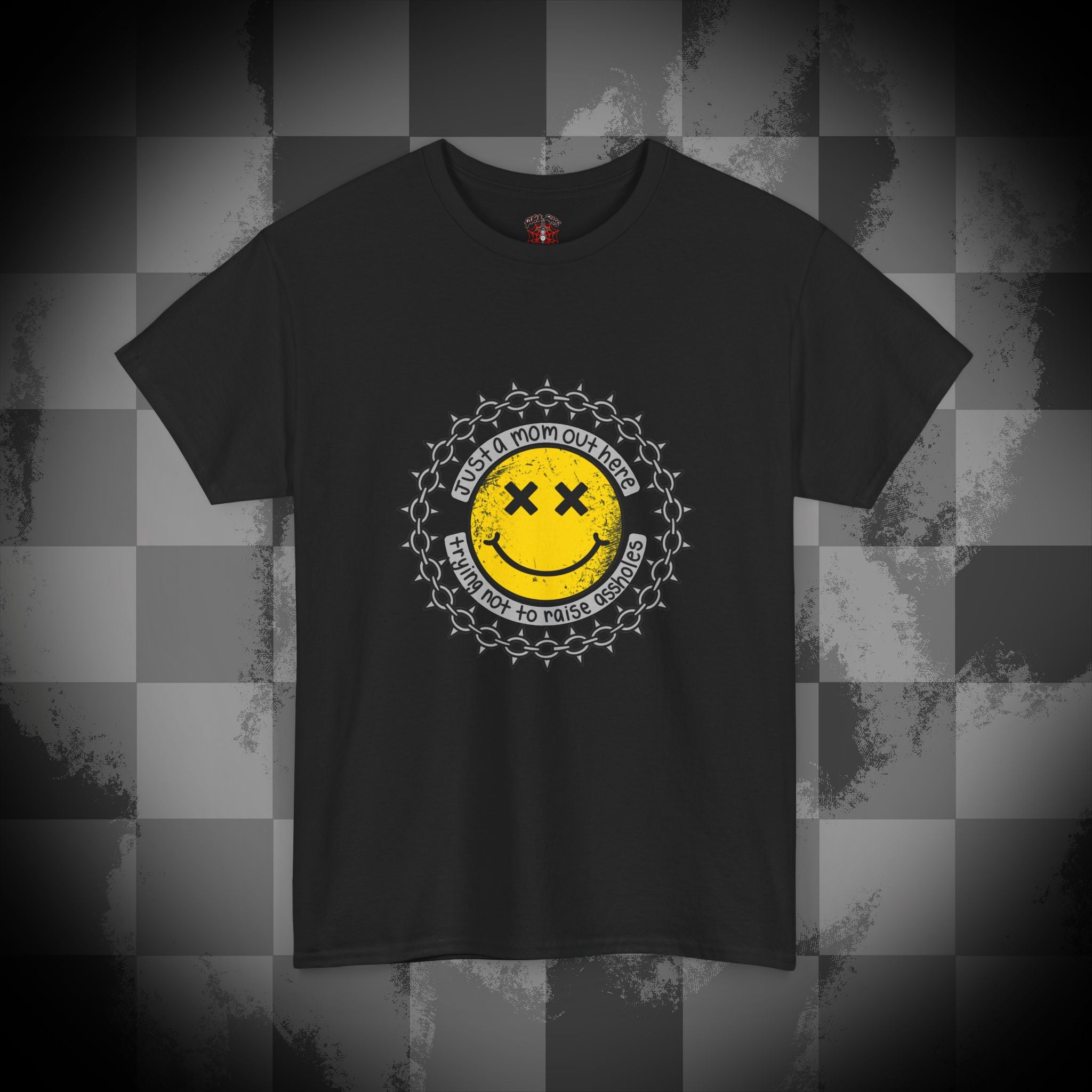 Just a mom trying not to raise assholes Unisex Heavy Cotton Tee