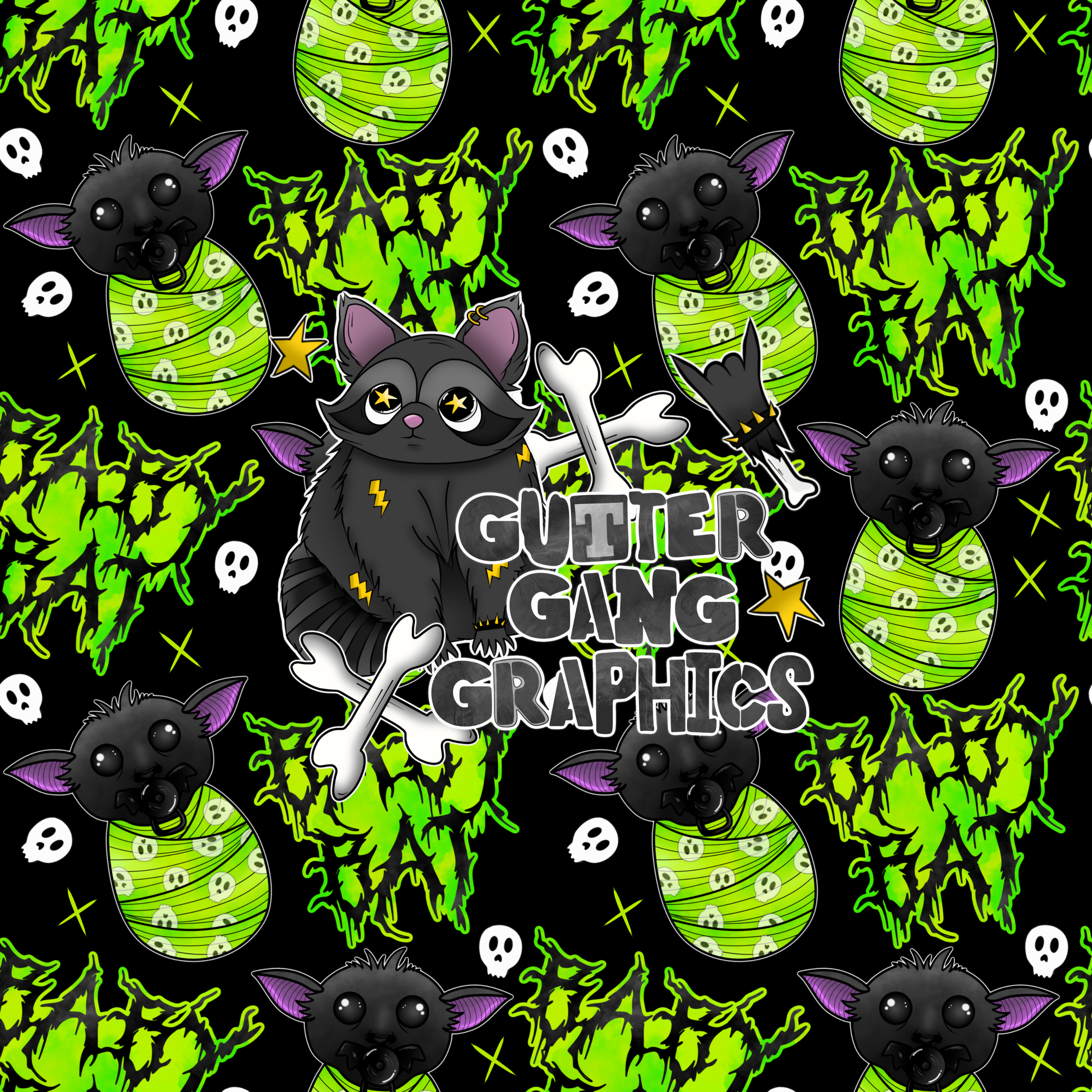 Baby Bat Green Colorway Seamless File