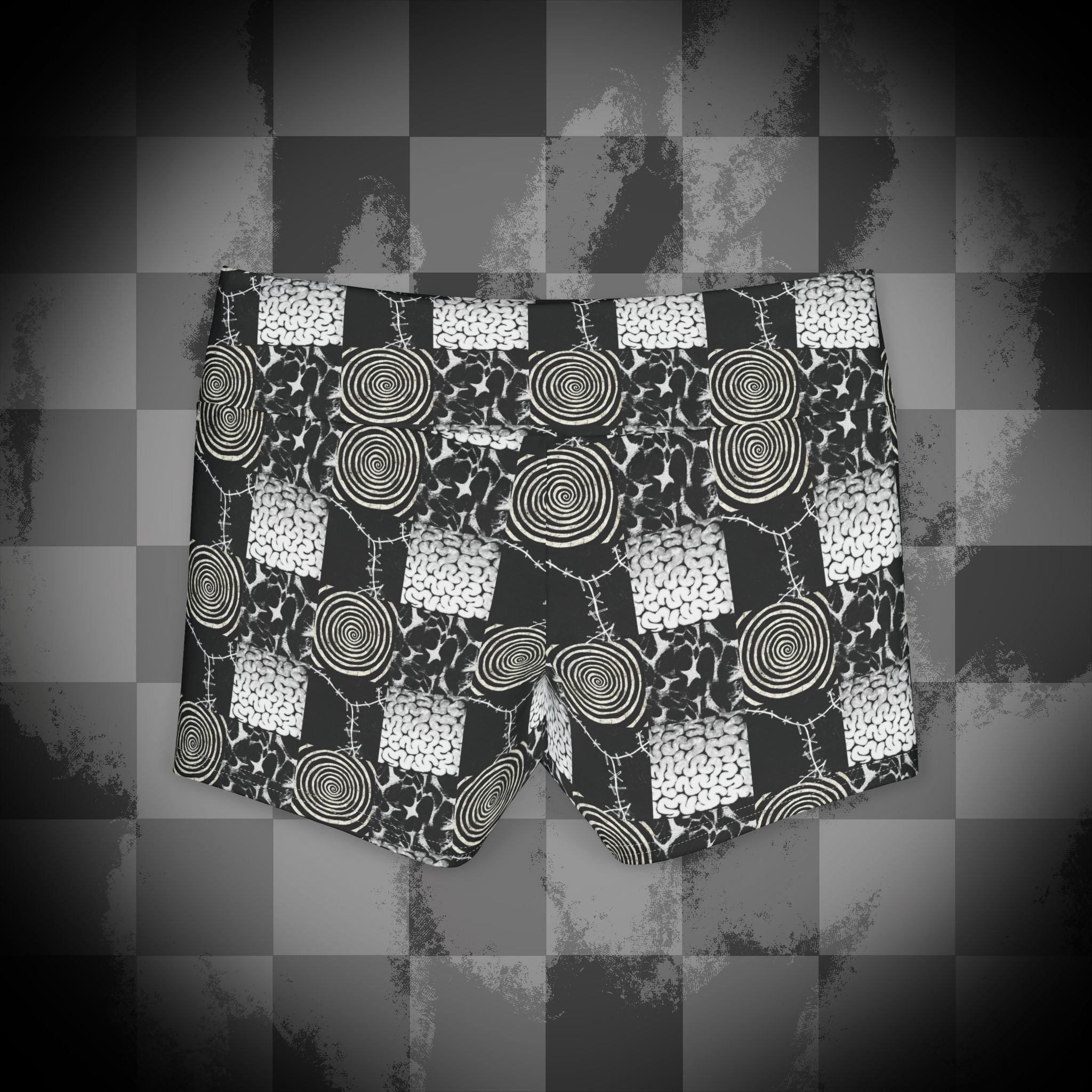Grunge Checkerboard Yoga Shorts