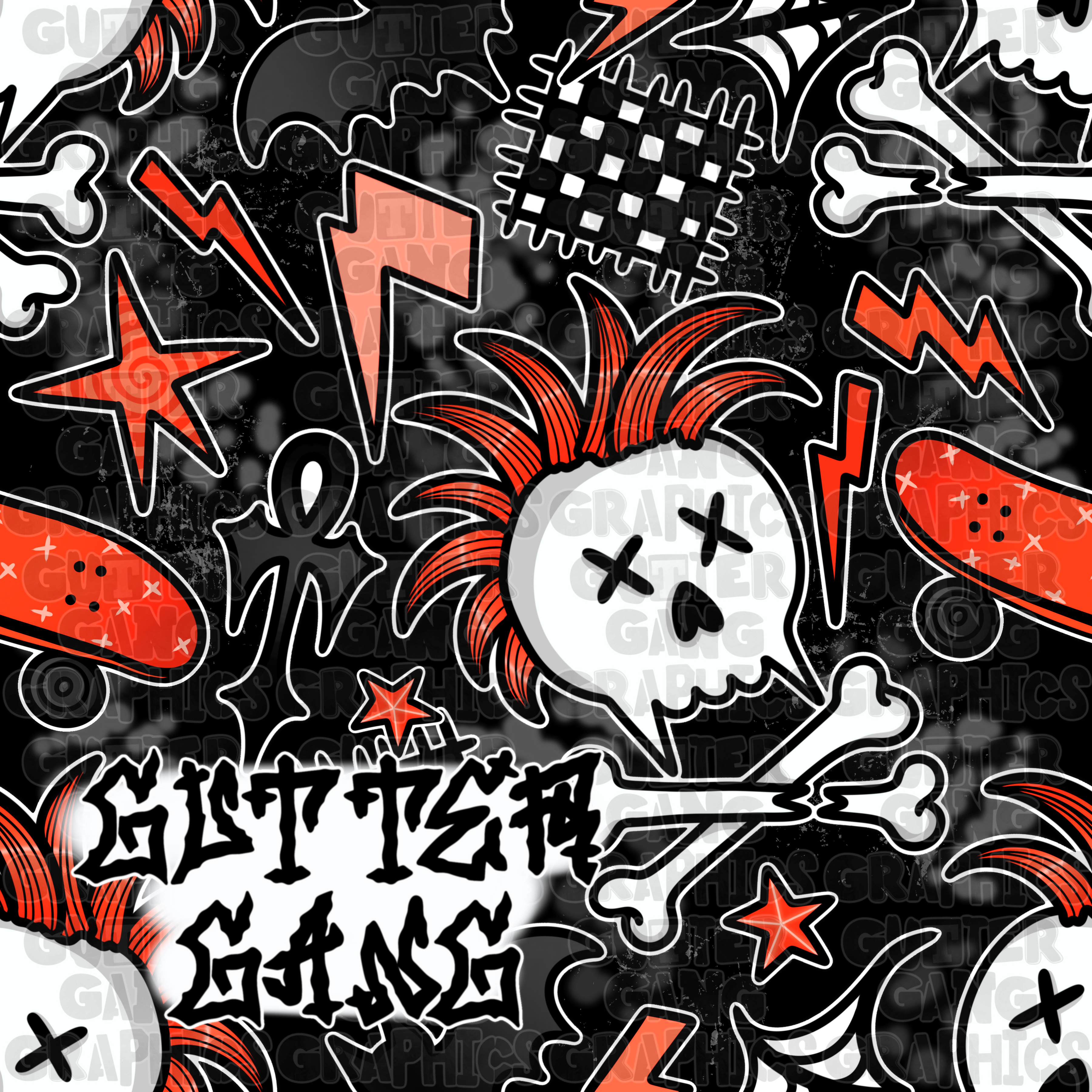 Red Punk Sk8 Seamless File