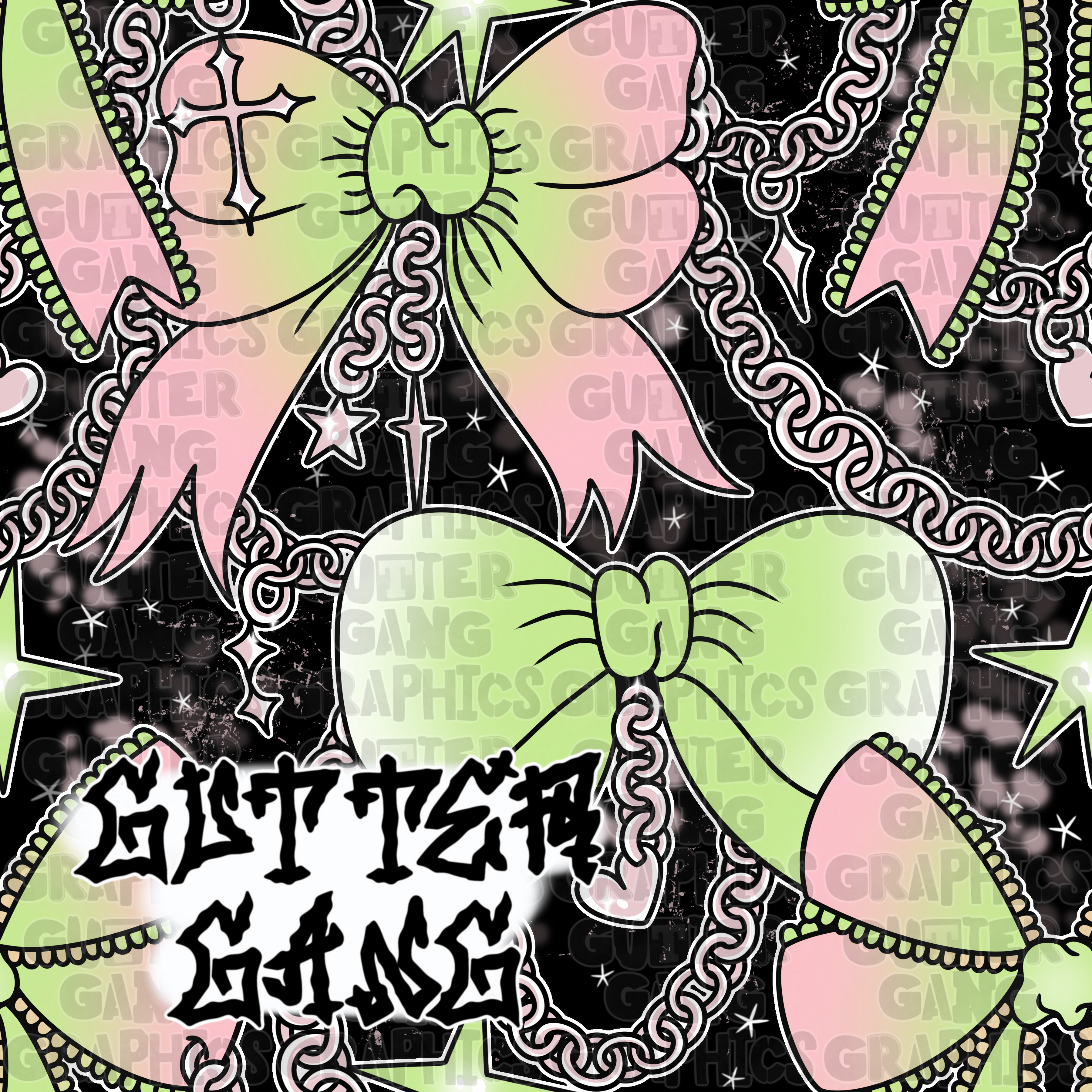 Coral & Green Trendy Ghoul Seamless File