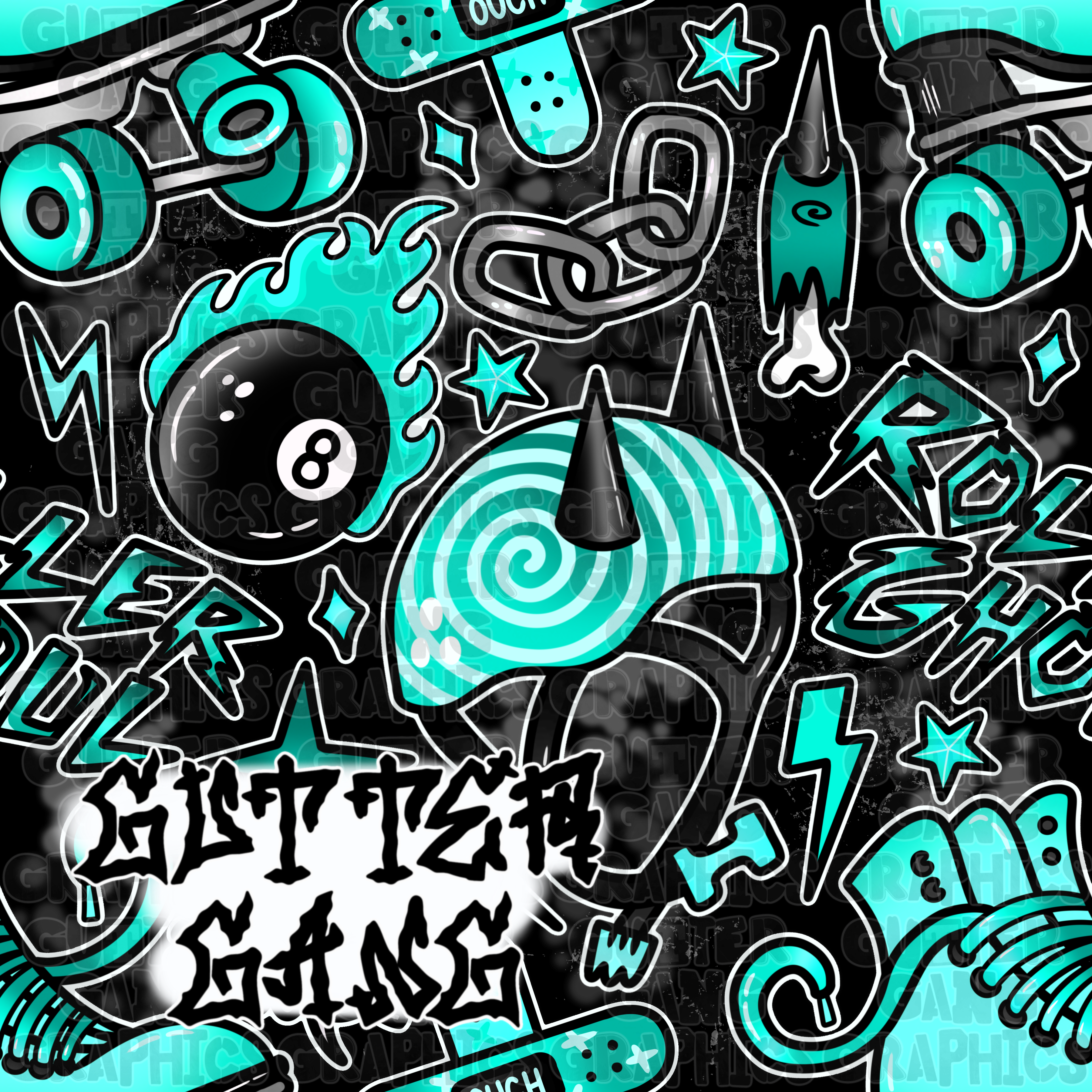 Teal Roller Ghoul Seamless File