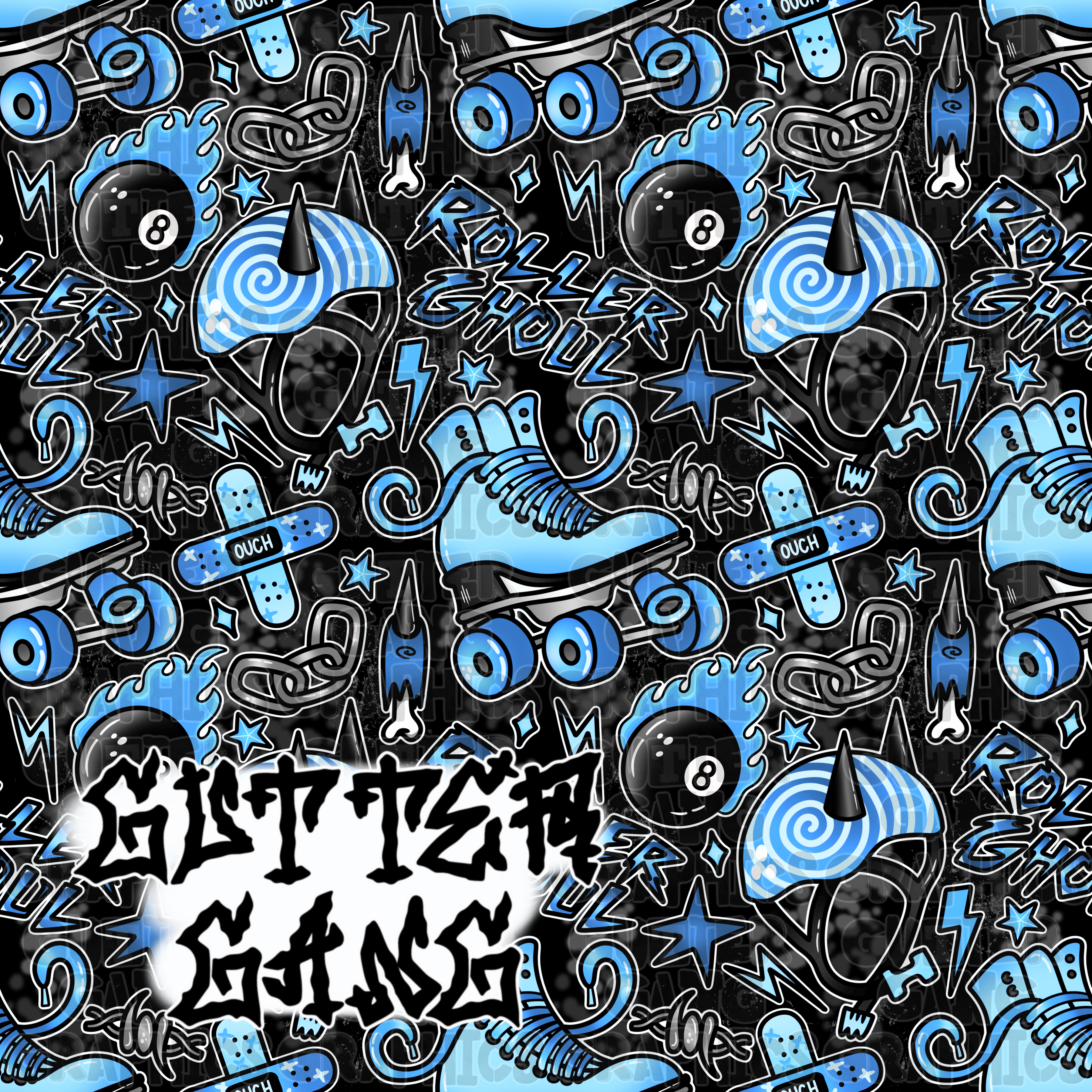 Blue Roller Ghoul Seamless File