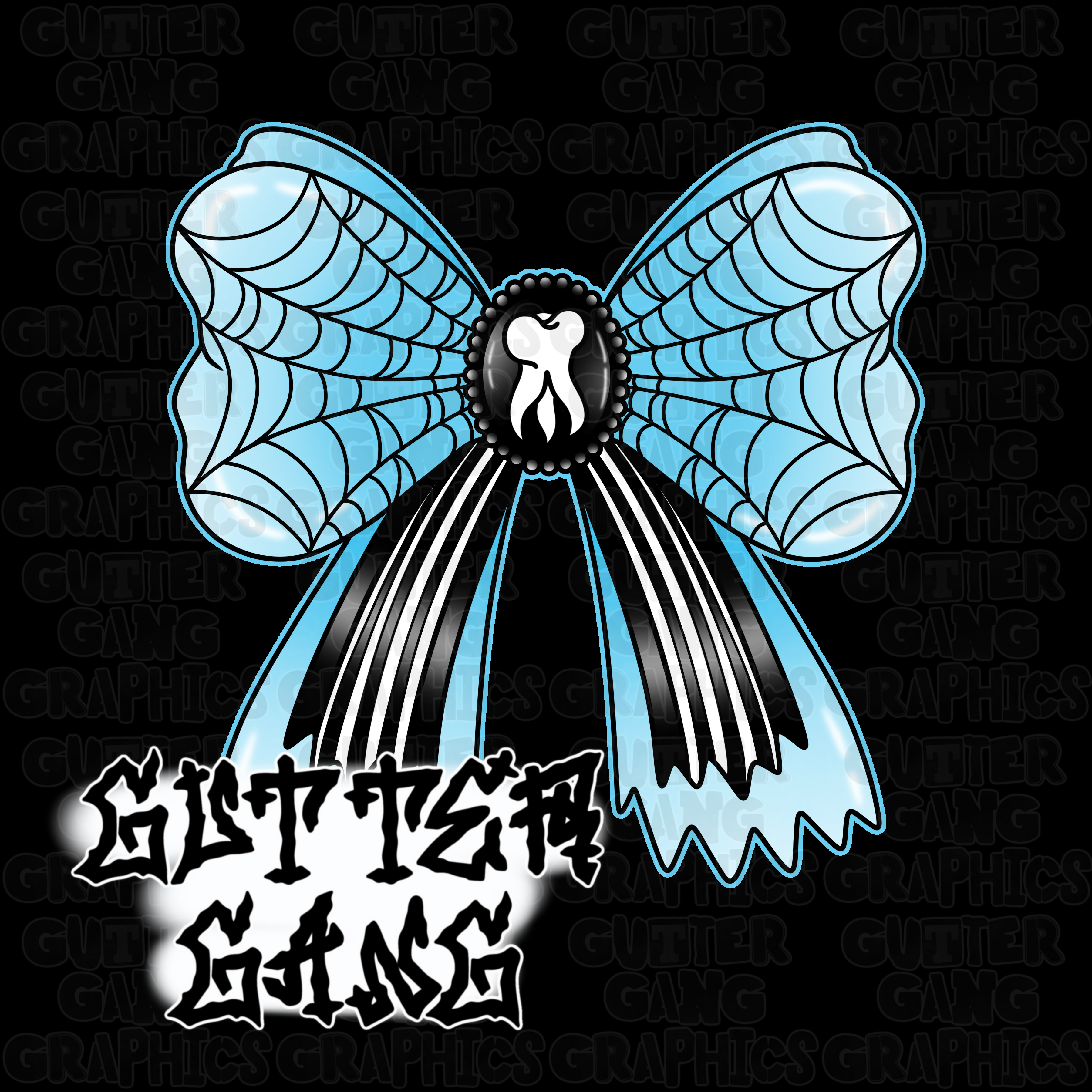 Blue Creepy Coquette PNG