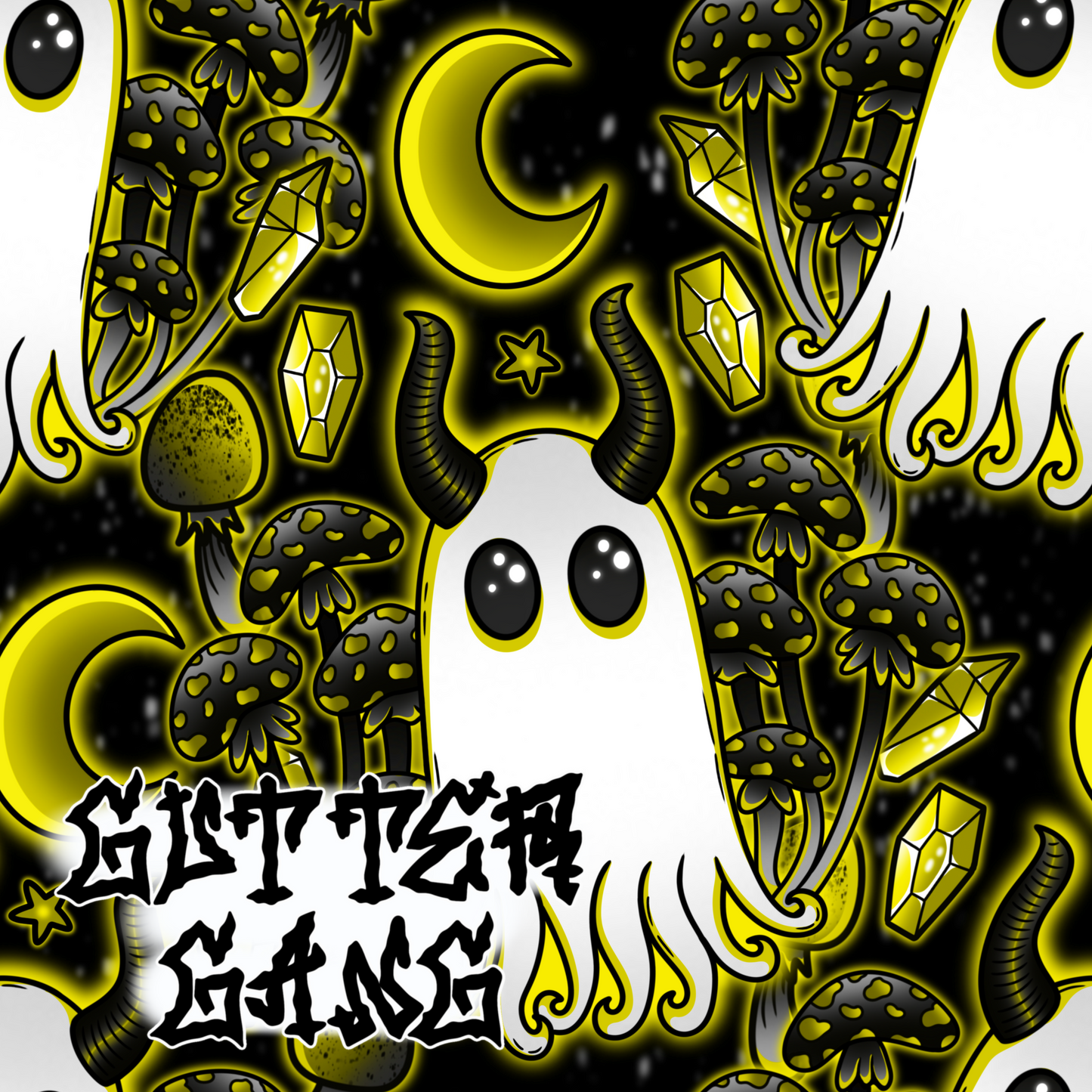 Yellow Haunted Mushies Seamless File
