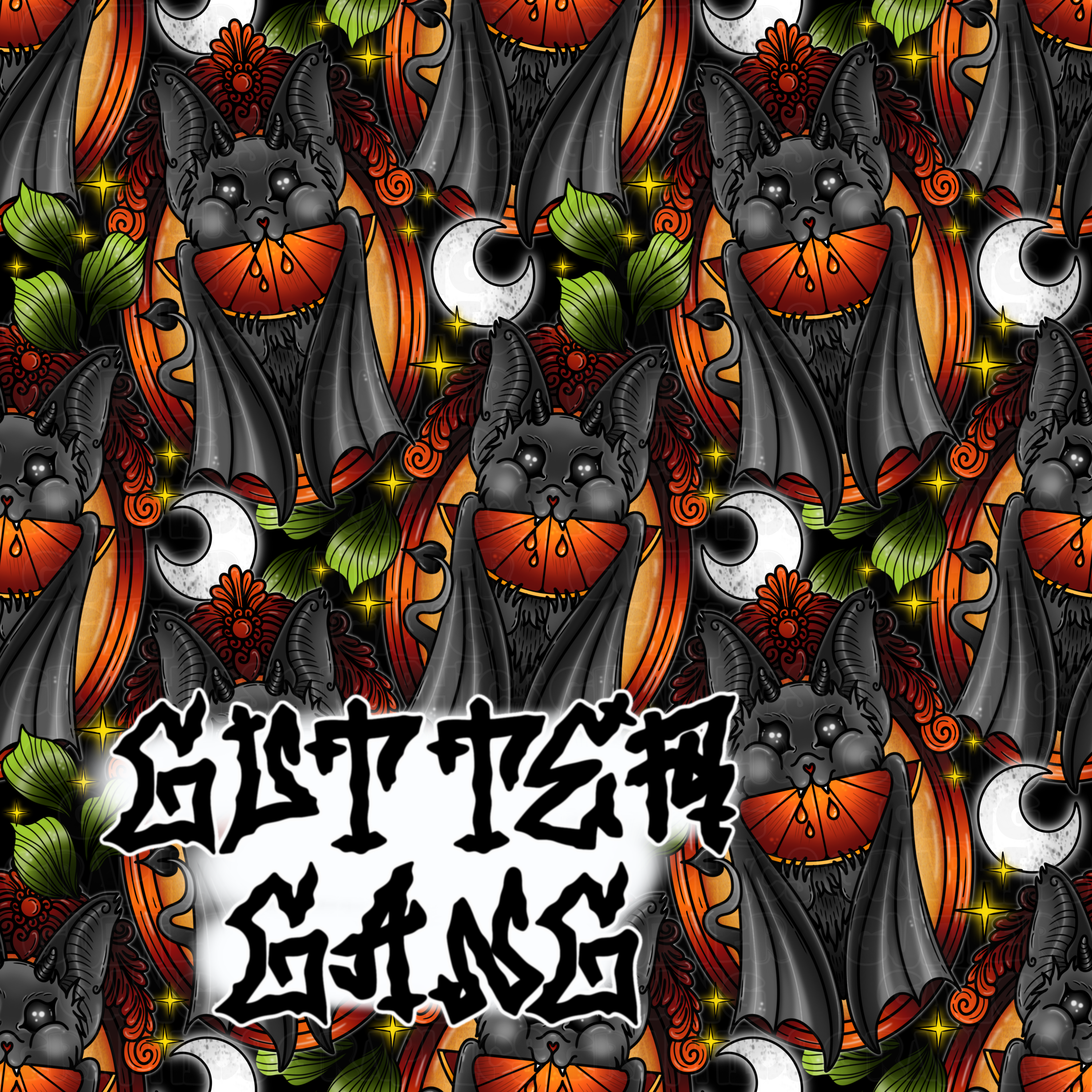 Blood Orange Vampy Bat Seamless File