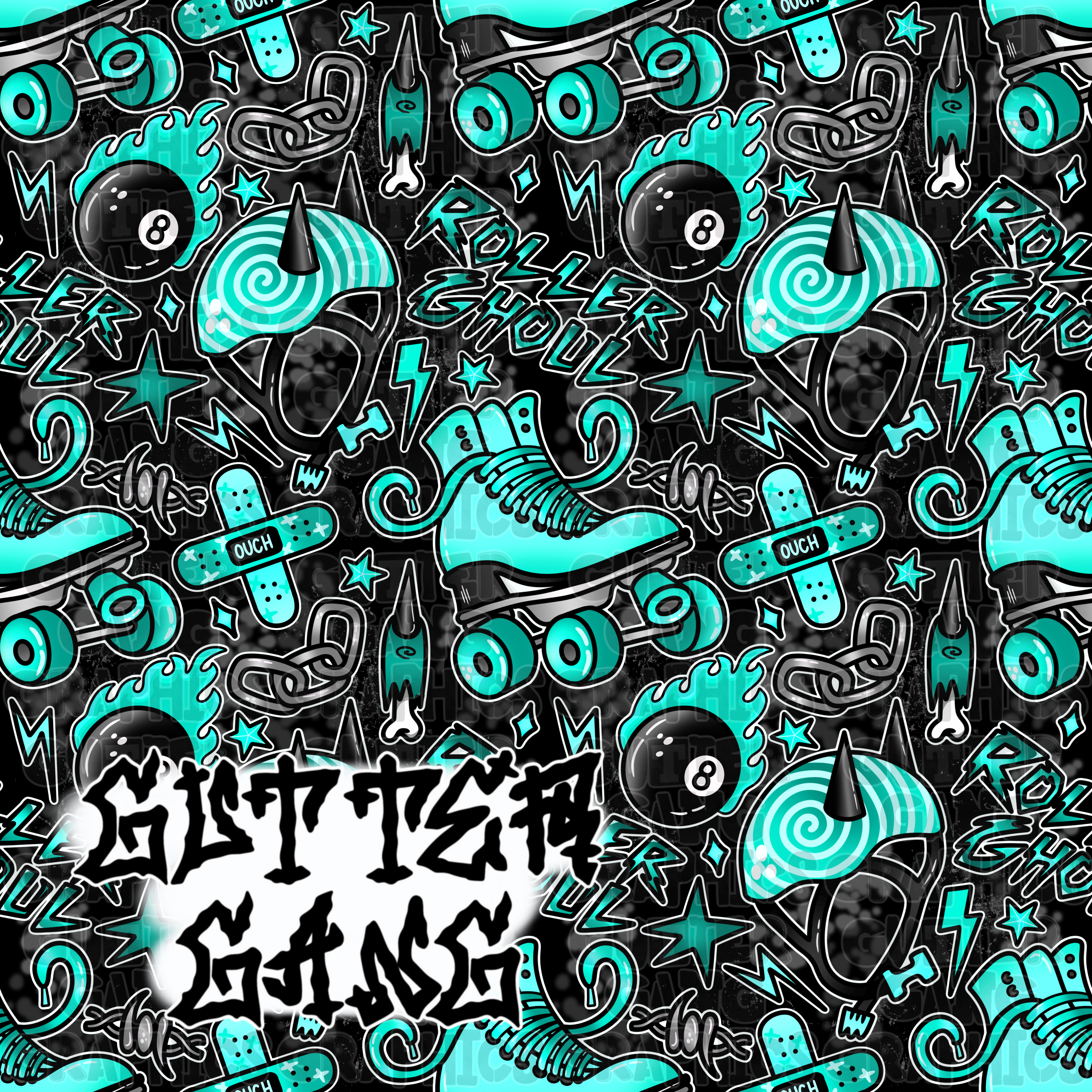 Teal Roller Ghoul Seamless File