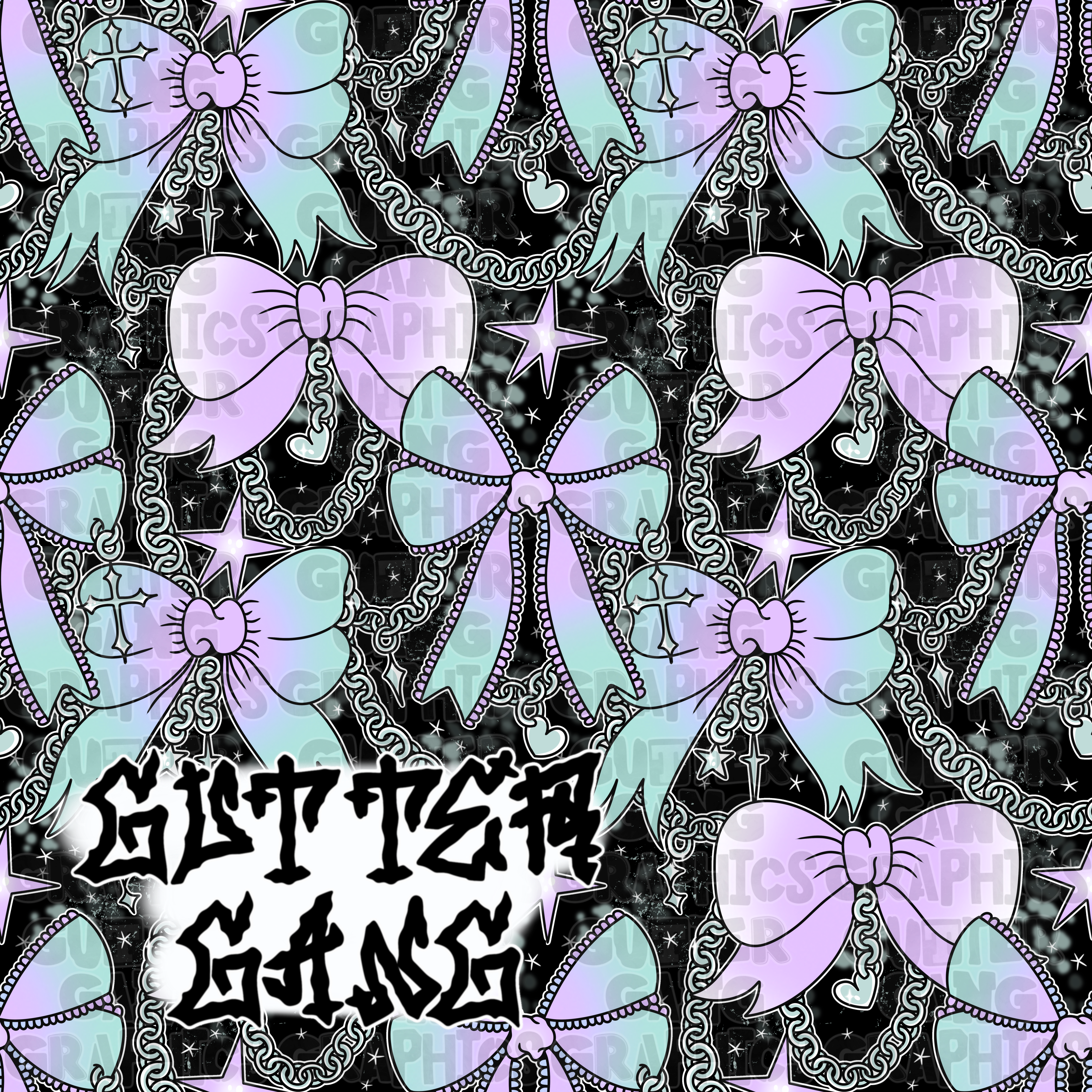 Turquoise & Periwinkle Trendy Ghoul Seamless File