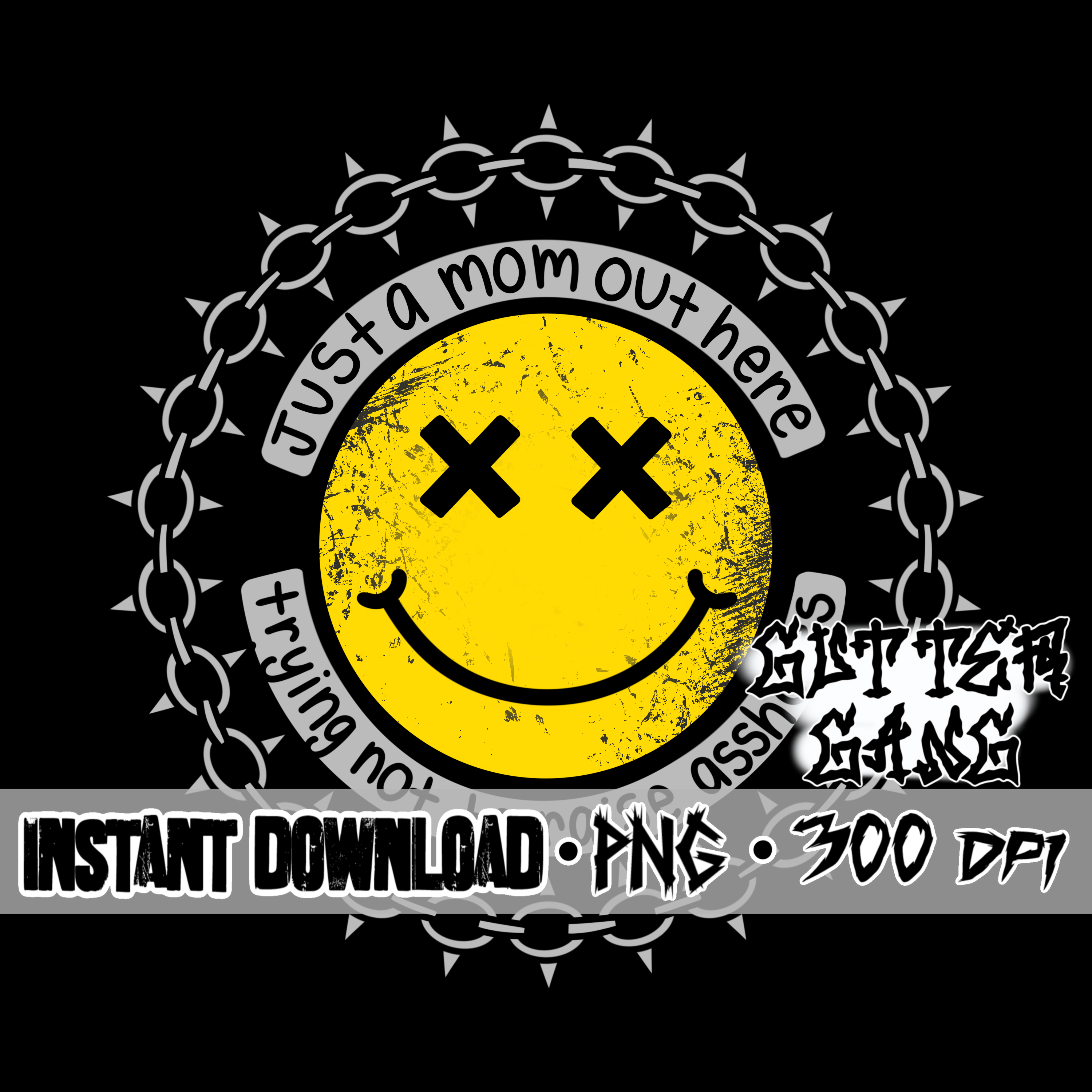 Yellow Just A Mom PNG