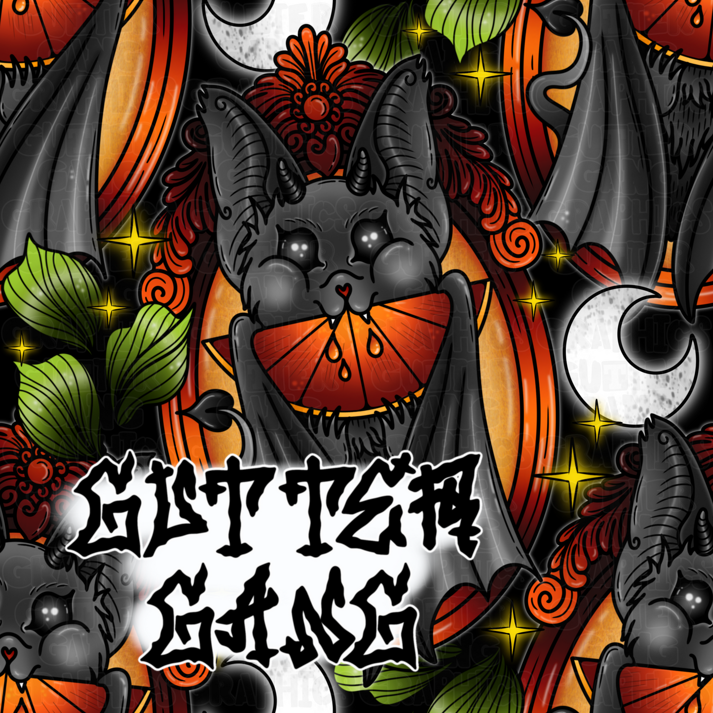 Blood Orange Vampy Bat Seamless File