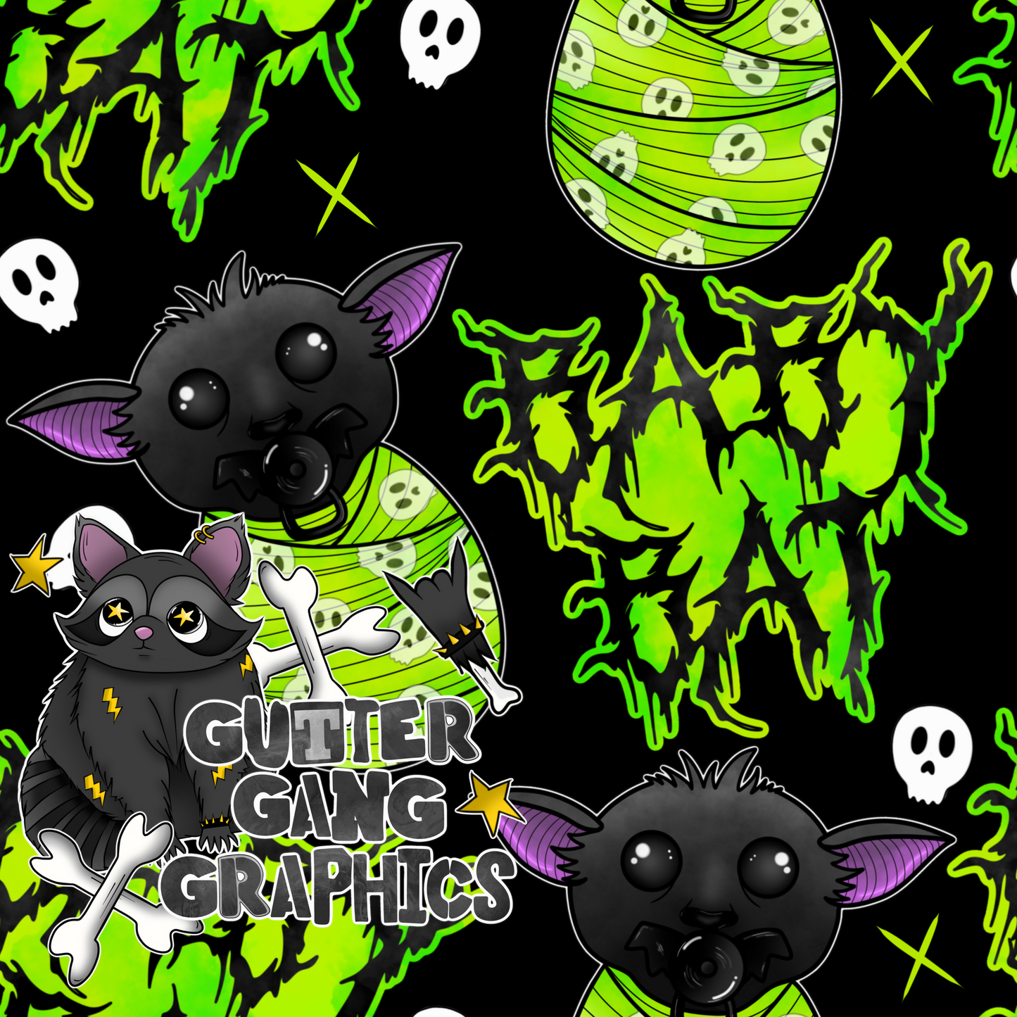 Baby Bat Green Colorway Seamless File