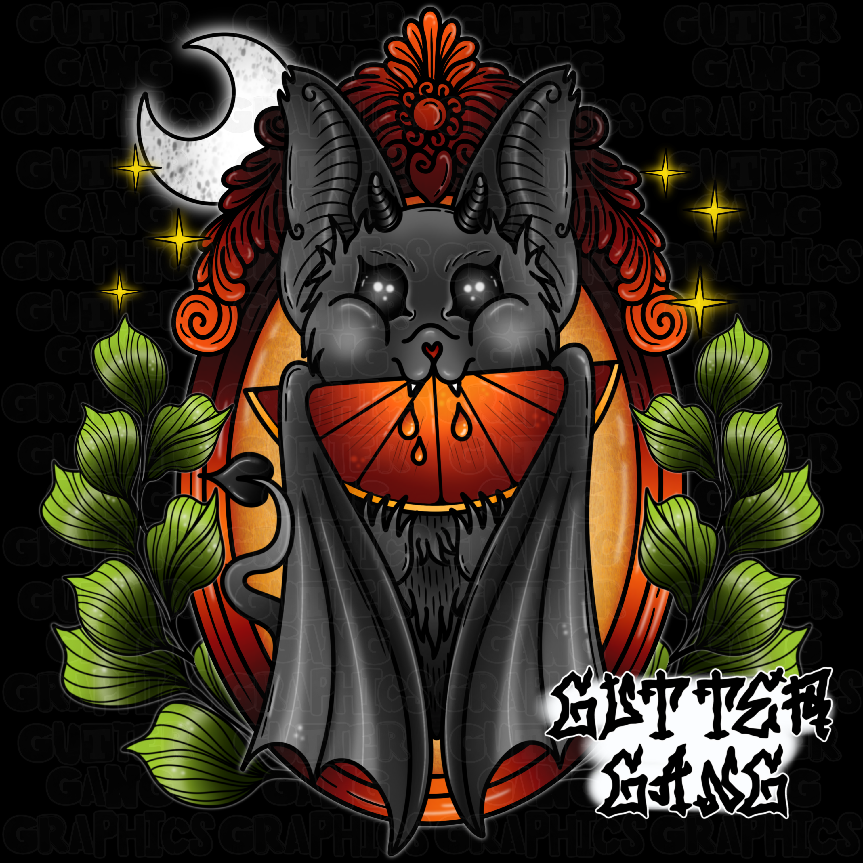 Blood Orange Vampy Bat Seamless File