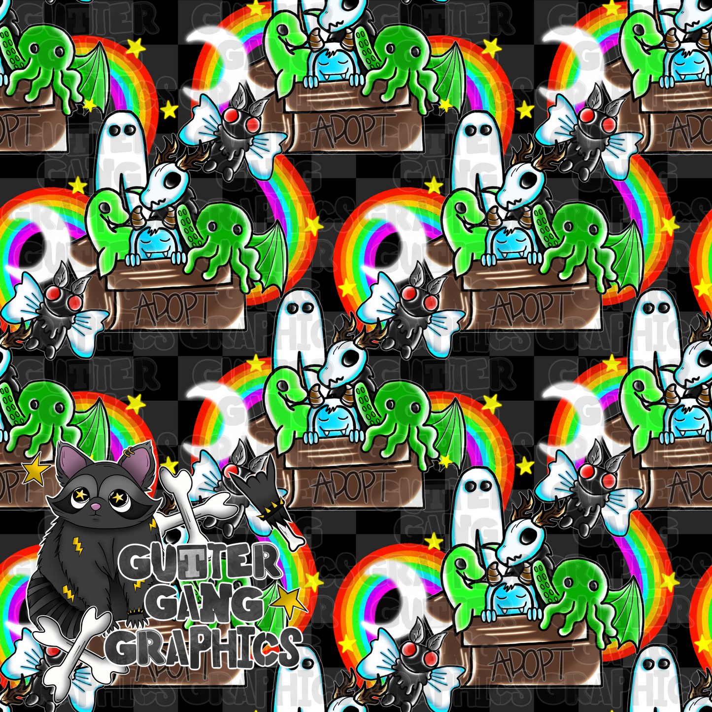 Adopt Don’t Shop Cryptids Seamless File