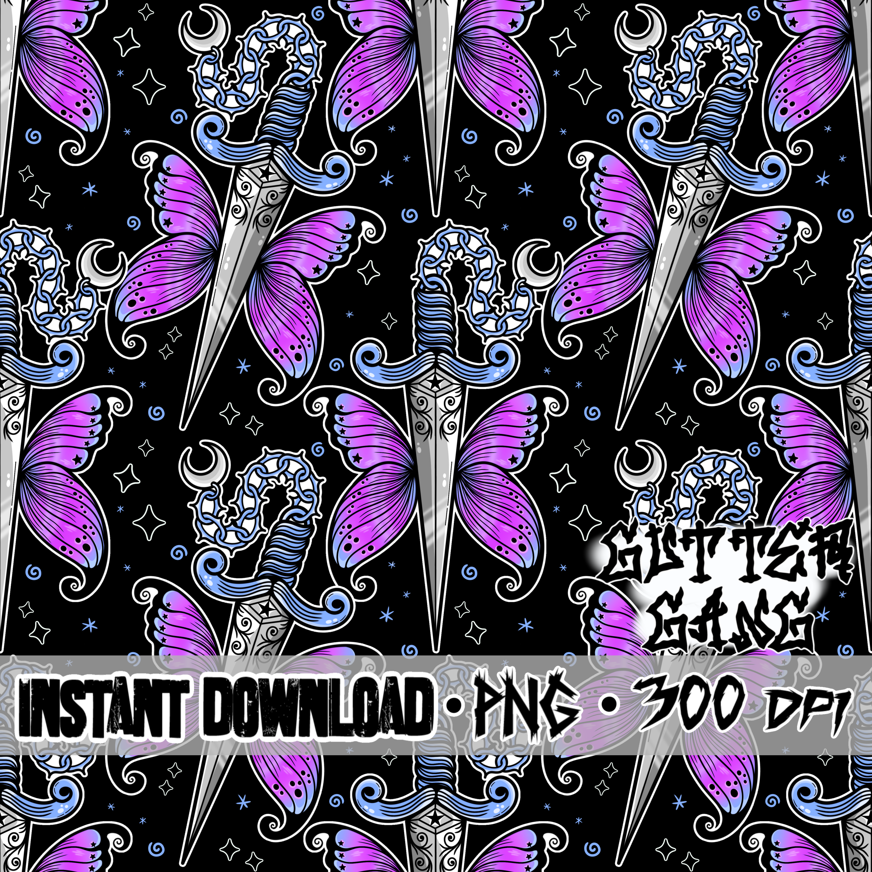 Purple Butterfly Dagger Seamless File
