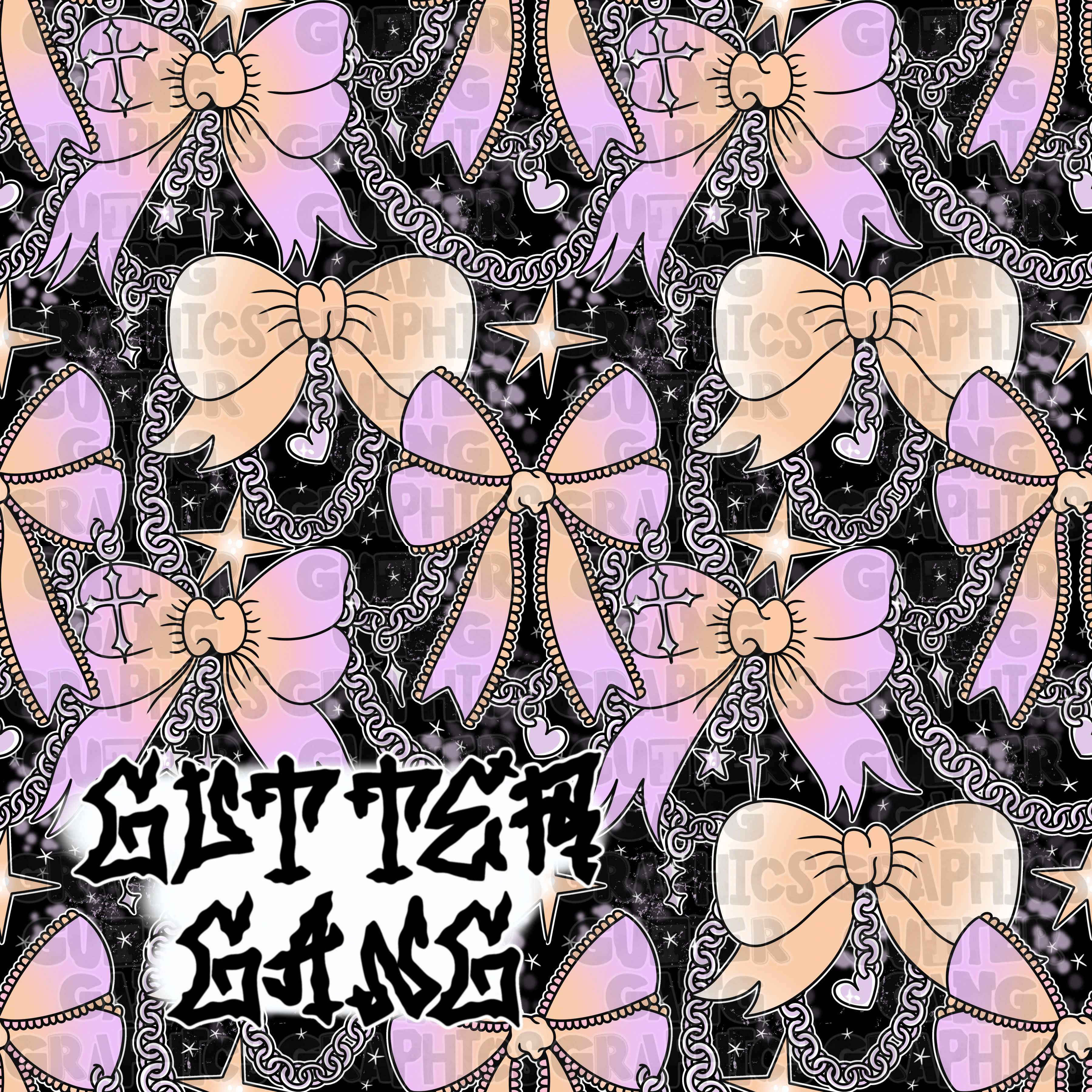 Lavender & Orange Trendy Ghoul Seamless File