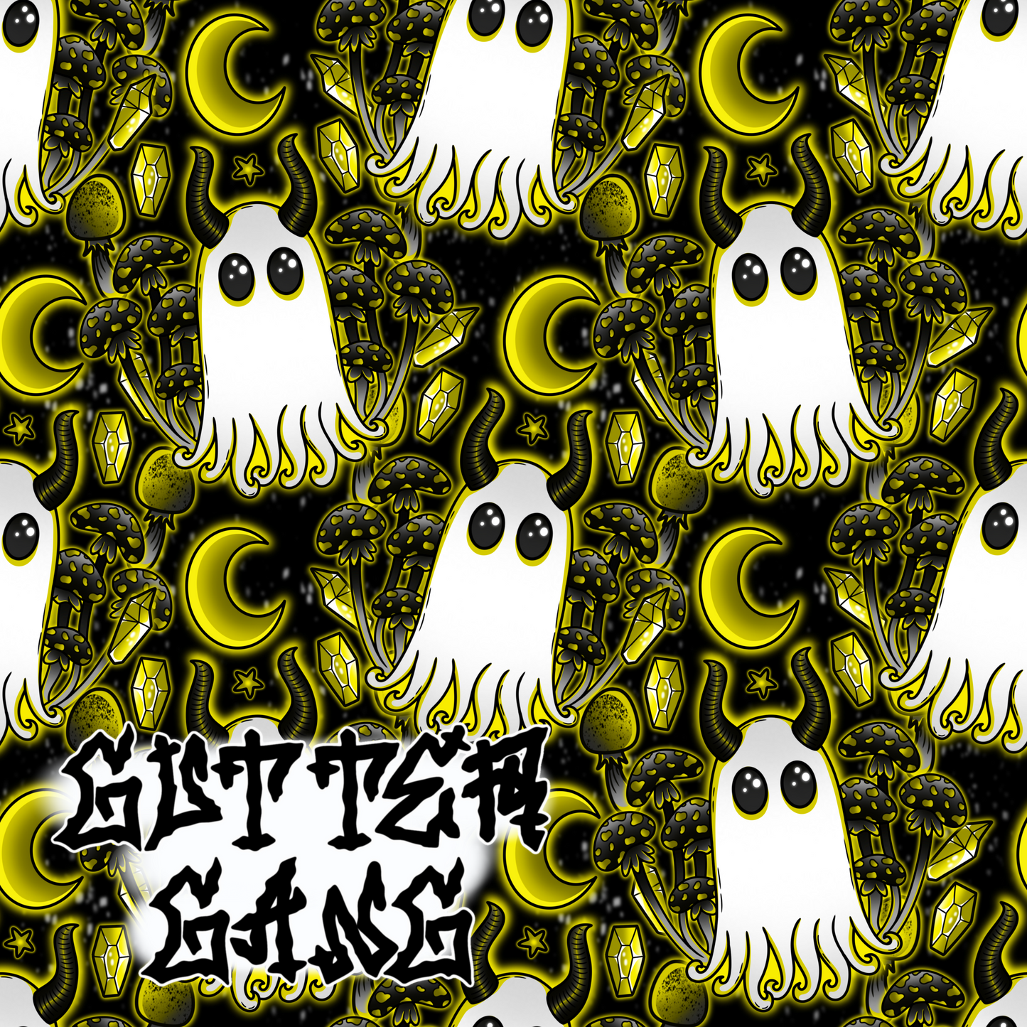 Yellow Haunted Mushies Seamless File