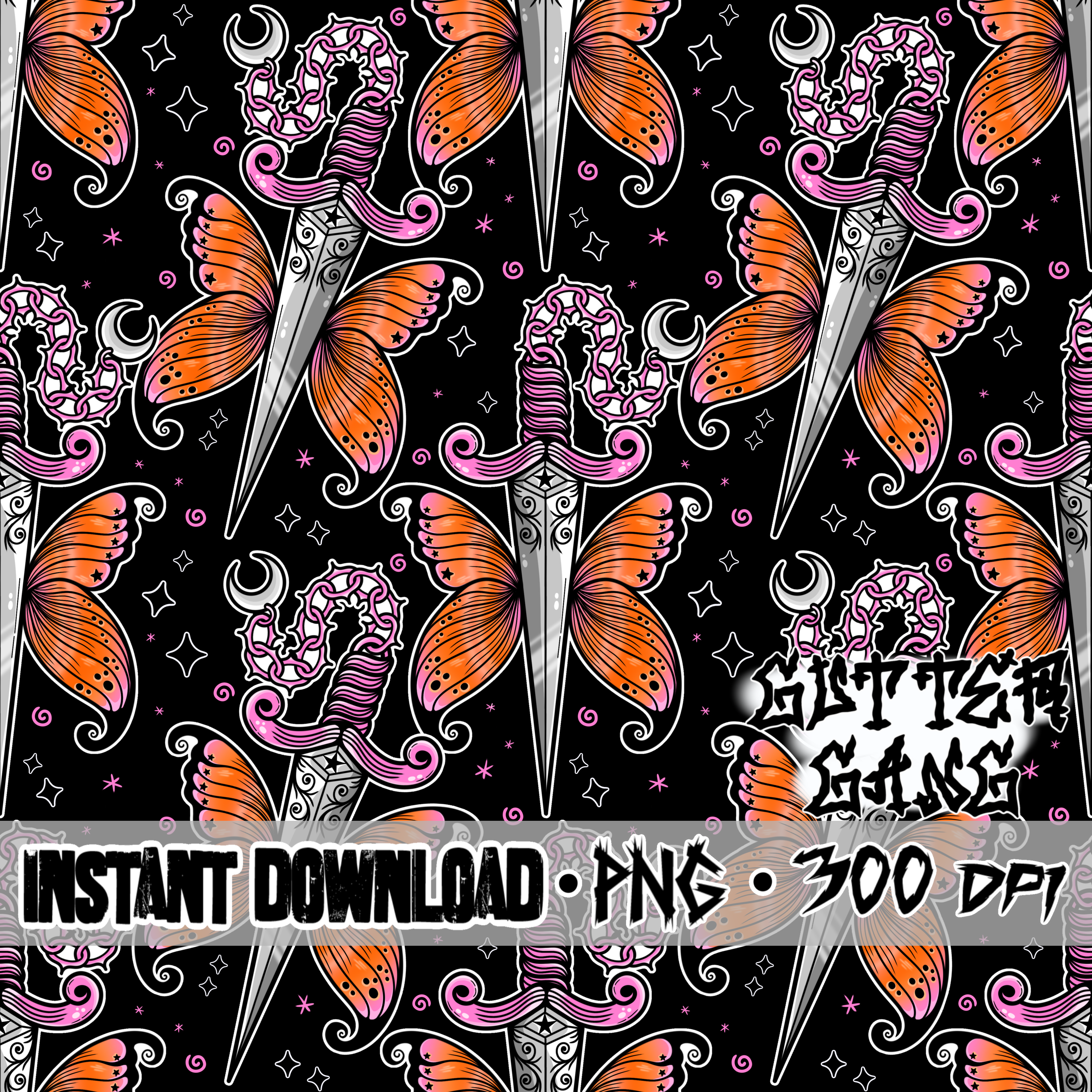 Orange Butterfly Dagger Seamless File