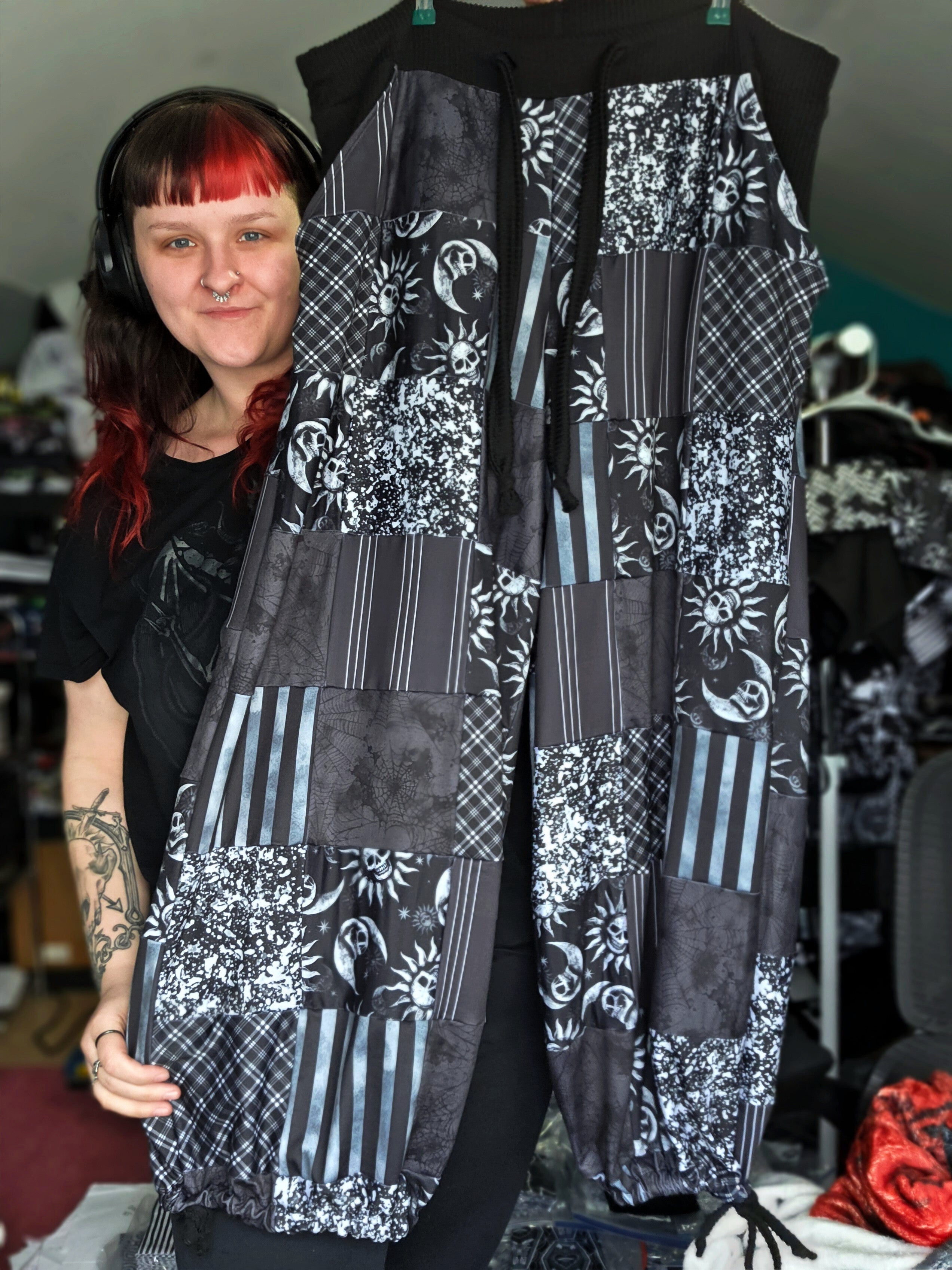 Goth Quilt Joggers 3X-6X fully adjustable