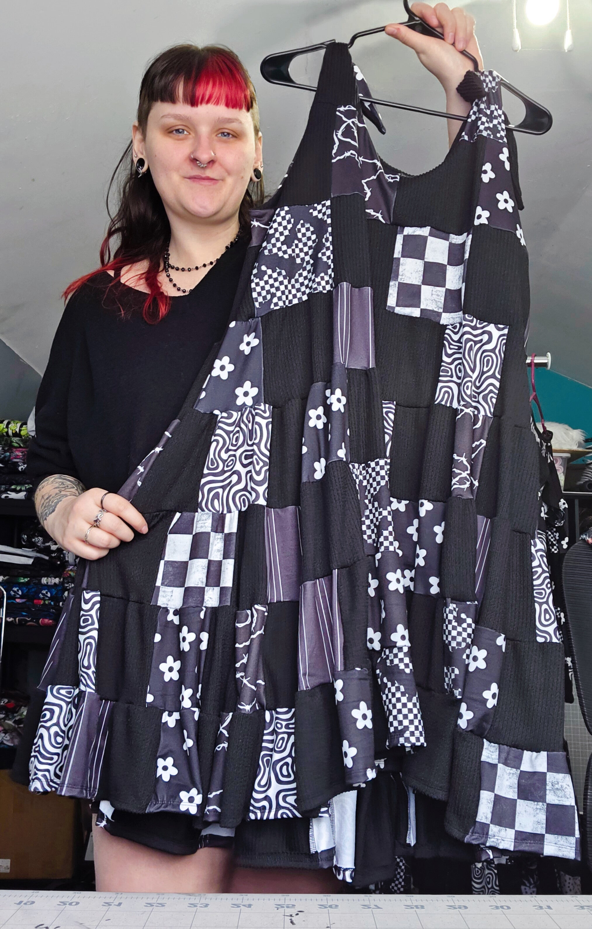 Goth Quilt Sundress M(XL BEST FIT)