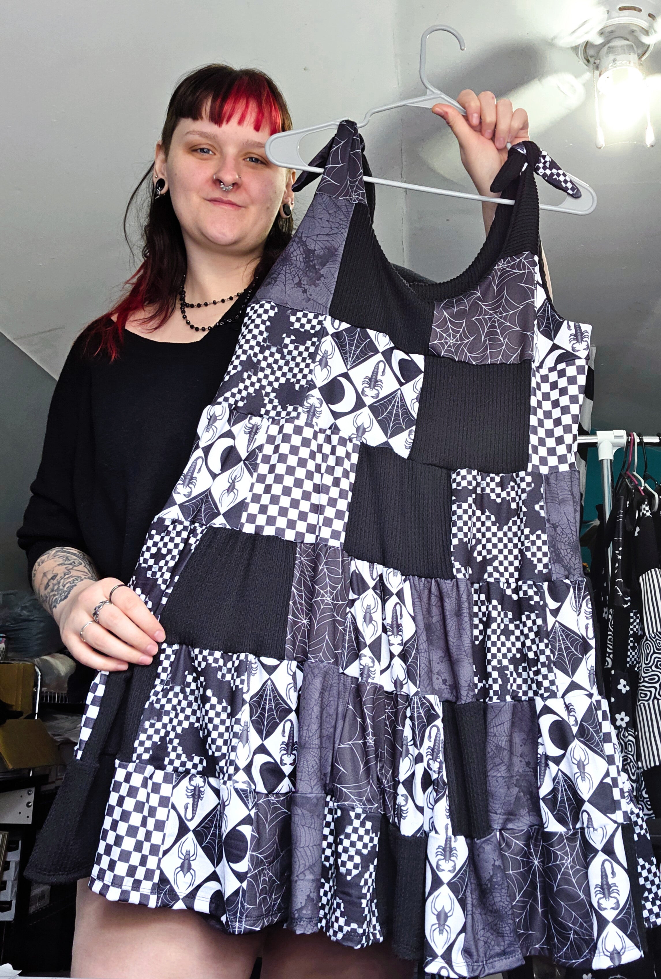 Goth Quilt Sundress Small (LARGE FITS BEST)
