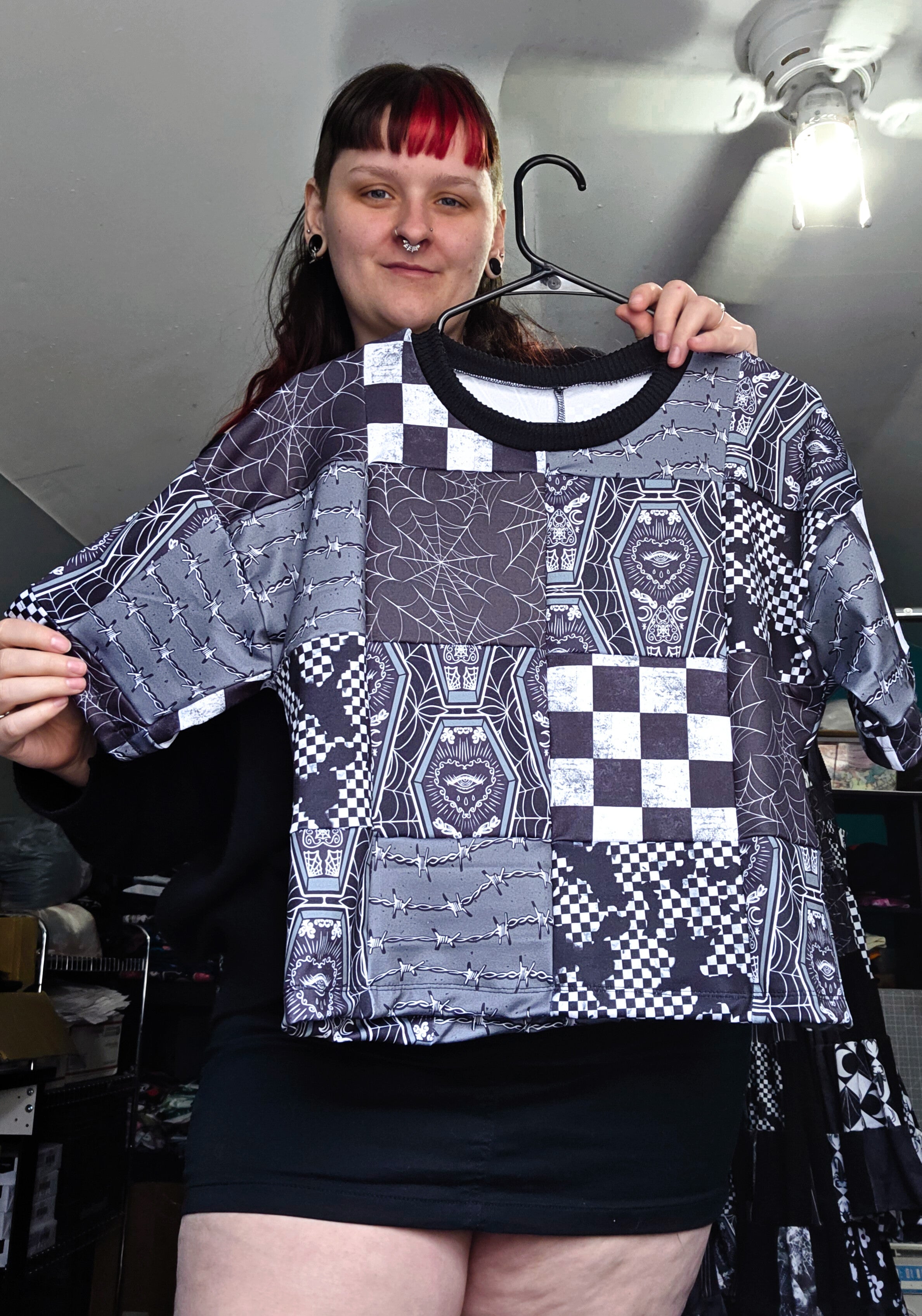 Goth Quilt Boxy Tee Size Small