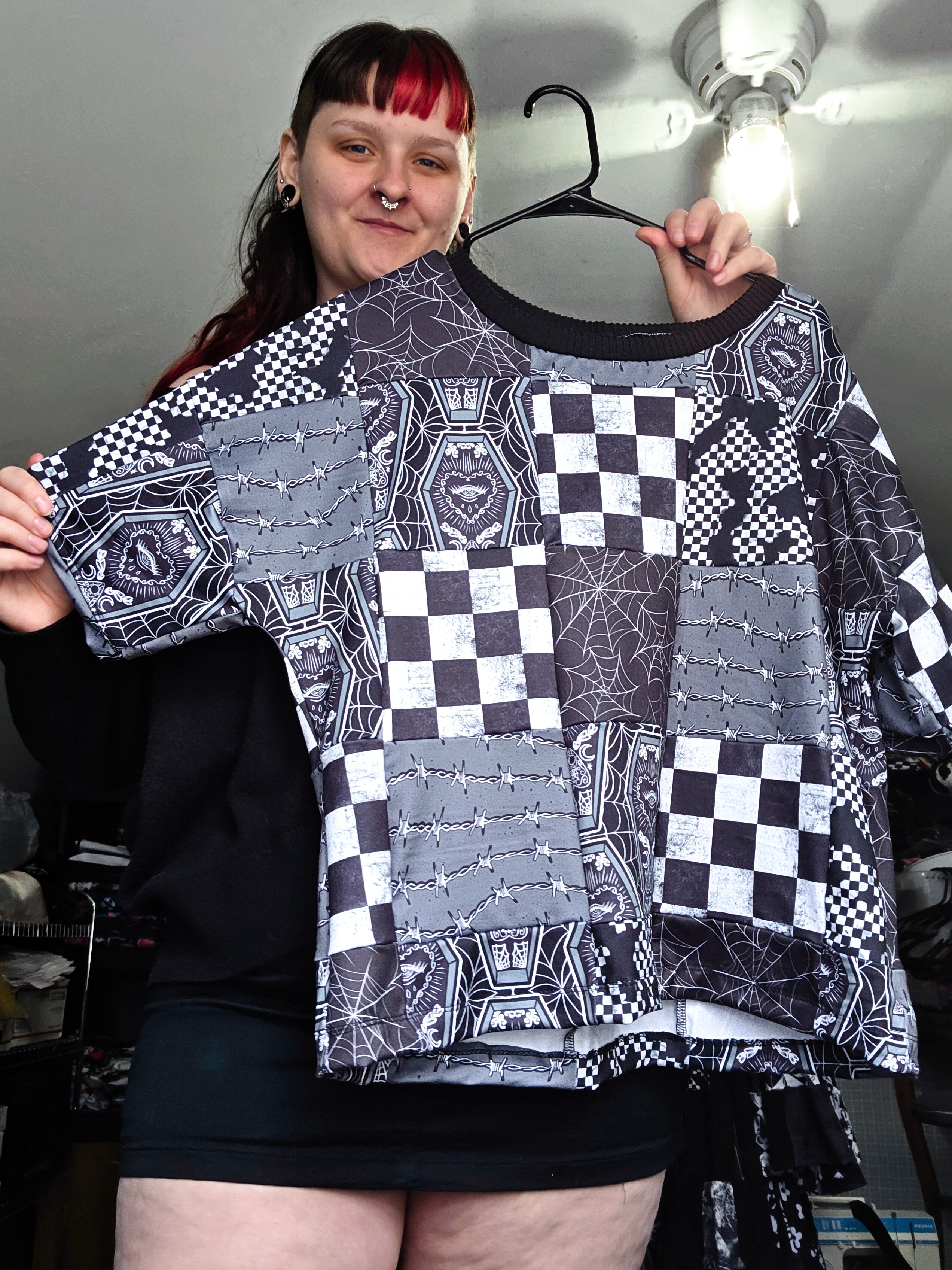 Goth Quilt Boxy Tee Size Large