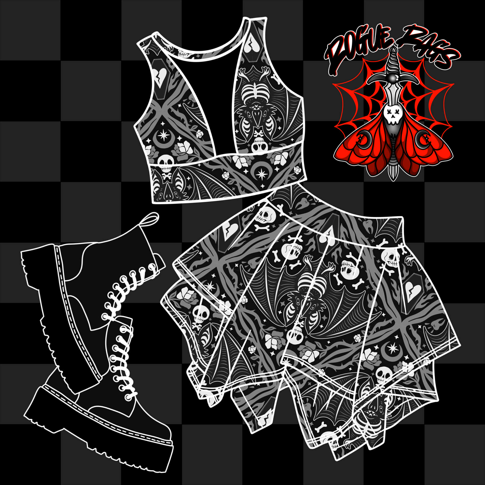 Damask Bats Whimsy Set